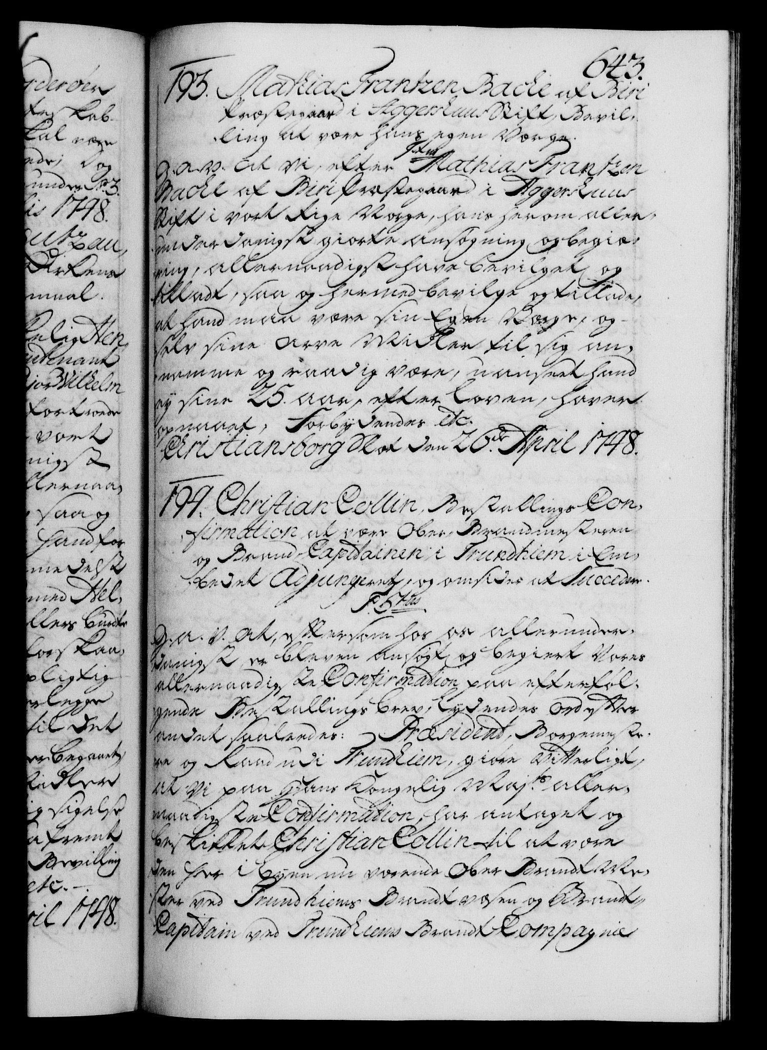 Danske Kanselli 1572-1799, AV/RA-EA-3023/F/Fc/Fca/Fcaa/L0035: Norske registre, 1746-1748, p. 643a