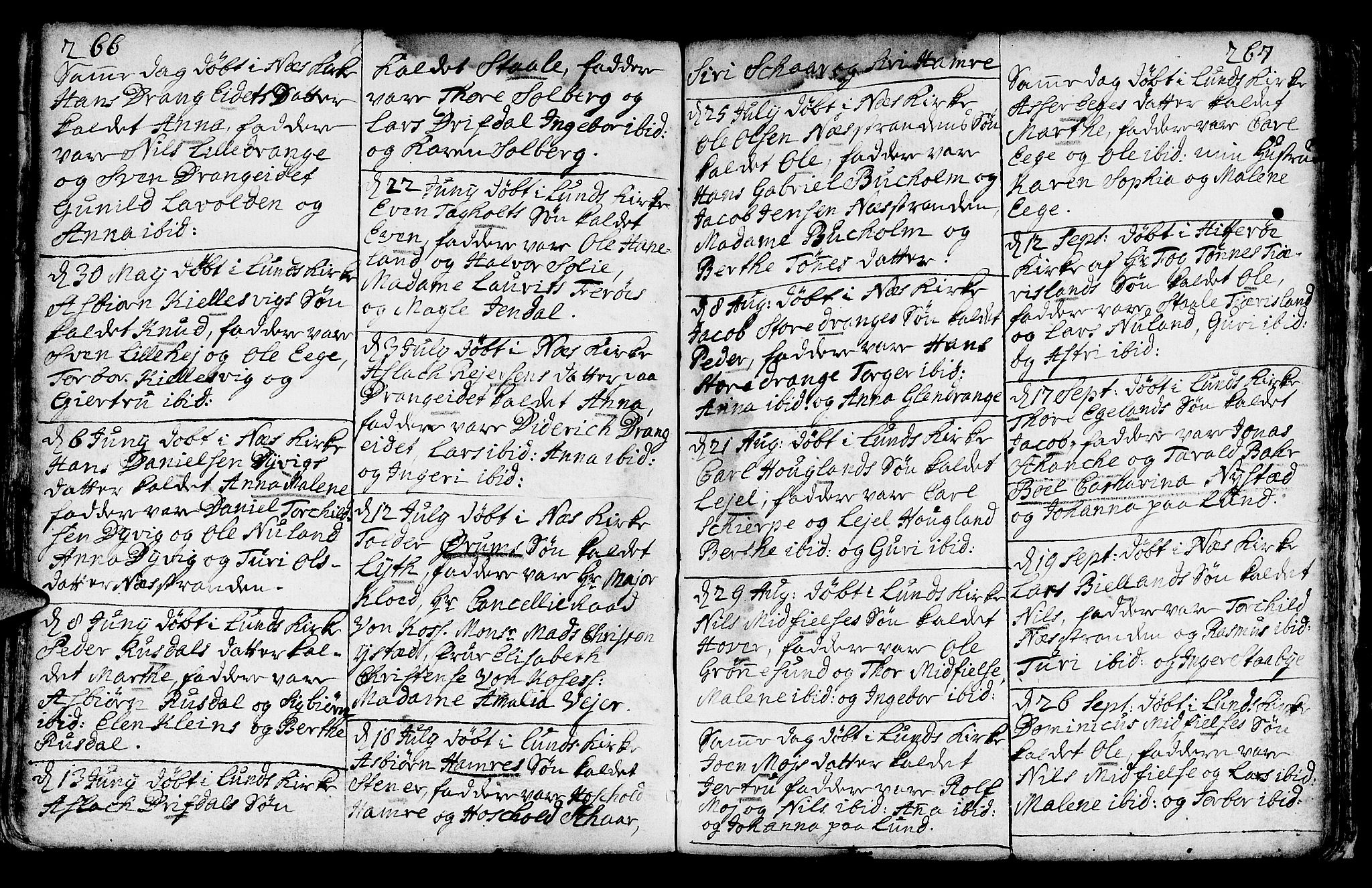 Lund sokneprestkontor, AV/SAST-A-101809/S06/L0002: Parish register (official) no. A 2, 1738-1760, p. 266-267