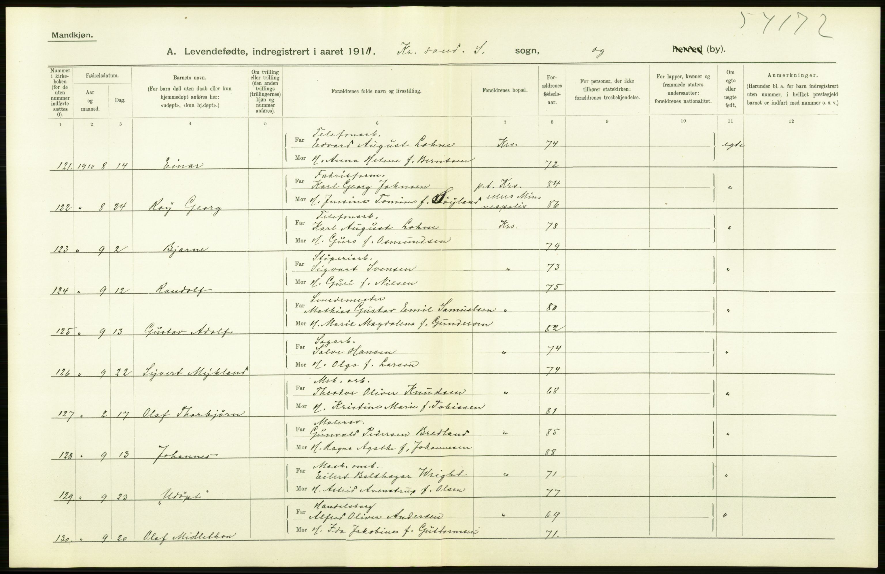 Statistisk sentralbyrå, Sosiodemografiske emner, Befolkning, AV/RA-S-2228/D/Df/Dfa/Dfah/L0021: Lister og Mandals amt: Levendefødte menn og kvinner, gifte, døde, dødfødte. Bygder og byer., 1910, p. 38