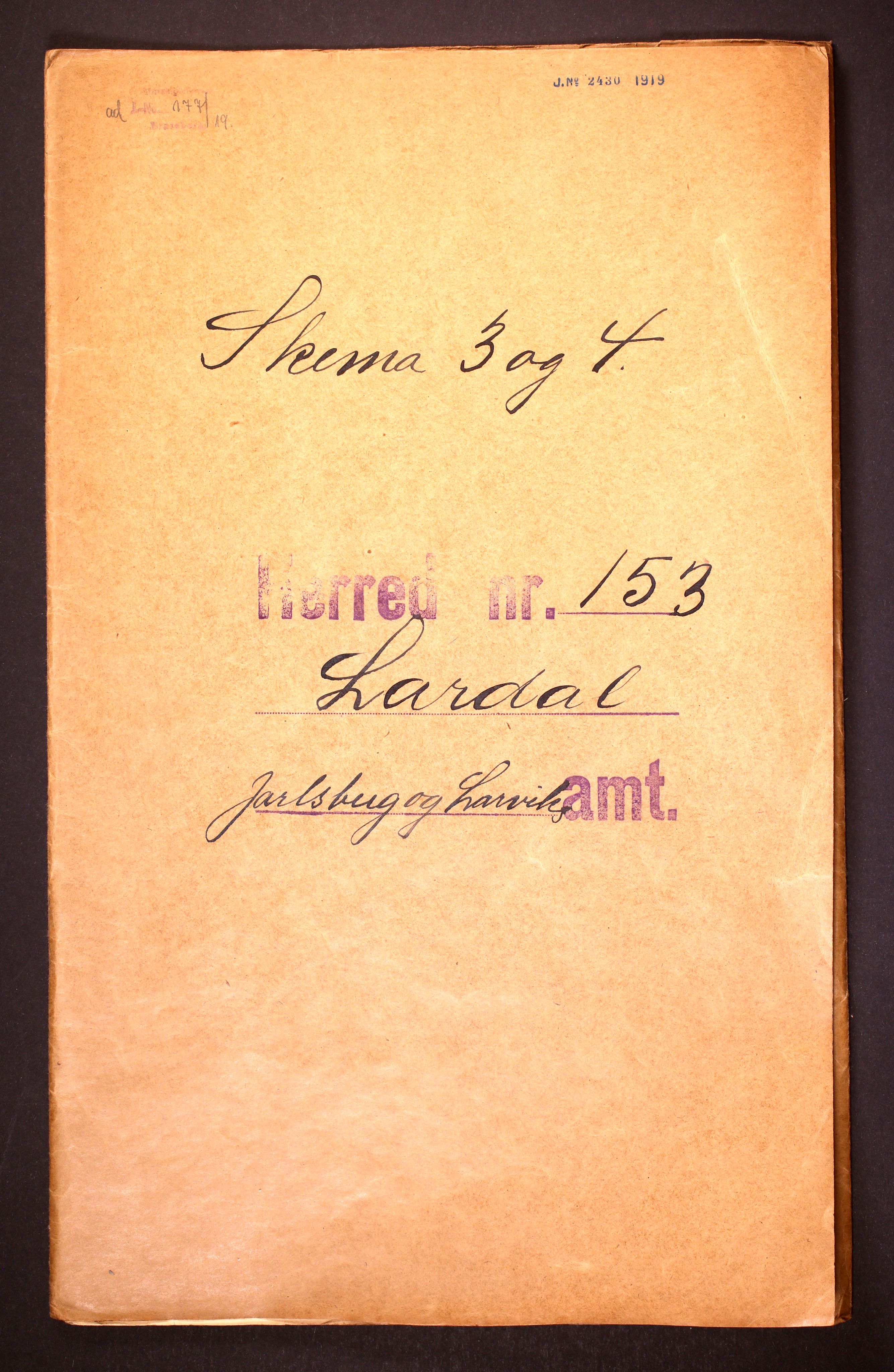 RA, 1910 census for Lardal, 1910, p. 1