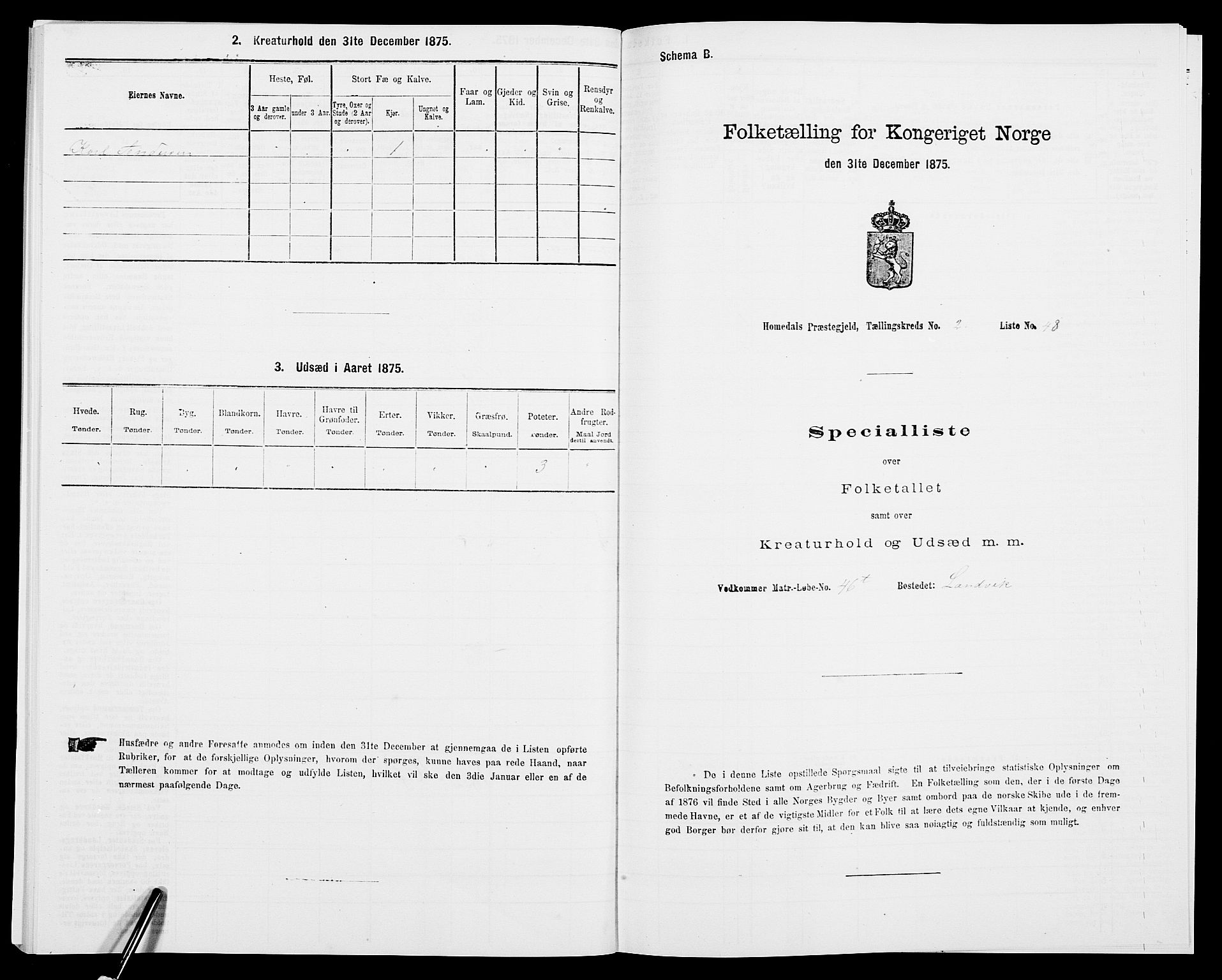 SAK, 1875 census for 0924P Homedal, 1875, p. 623