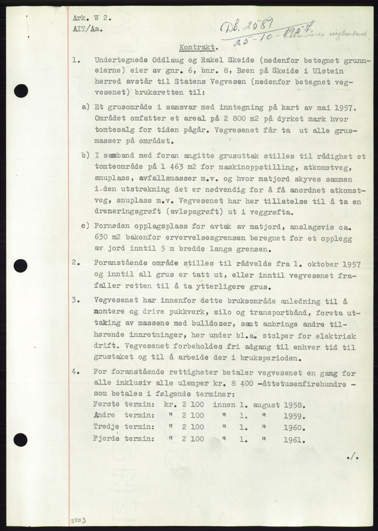 Søre Sunnmøre sorenskriveri, AV/SAT-A-4122/1/2/2C/L0130: Mortgage book no. 18B, 1957-1958, Diary no: : 2589/1957