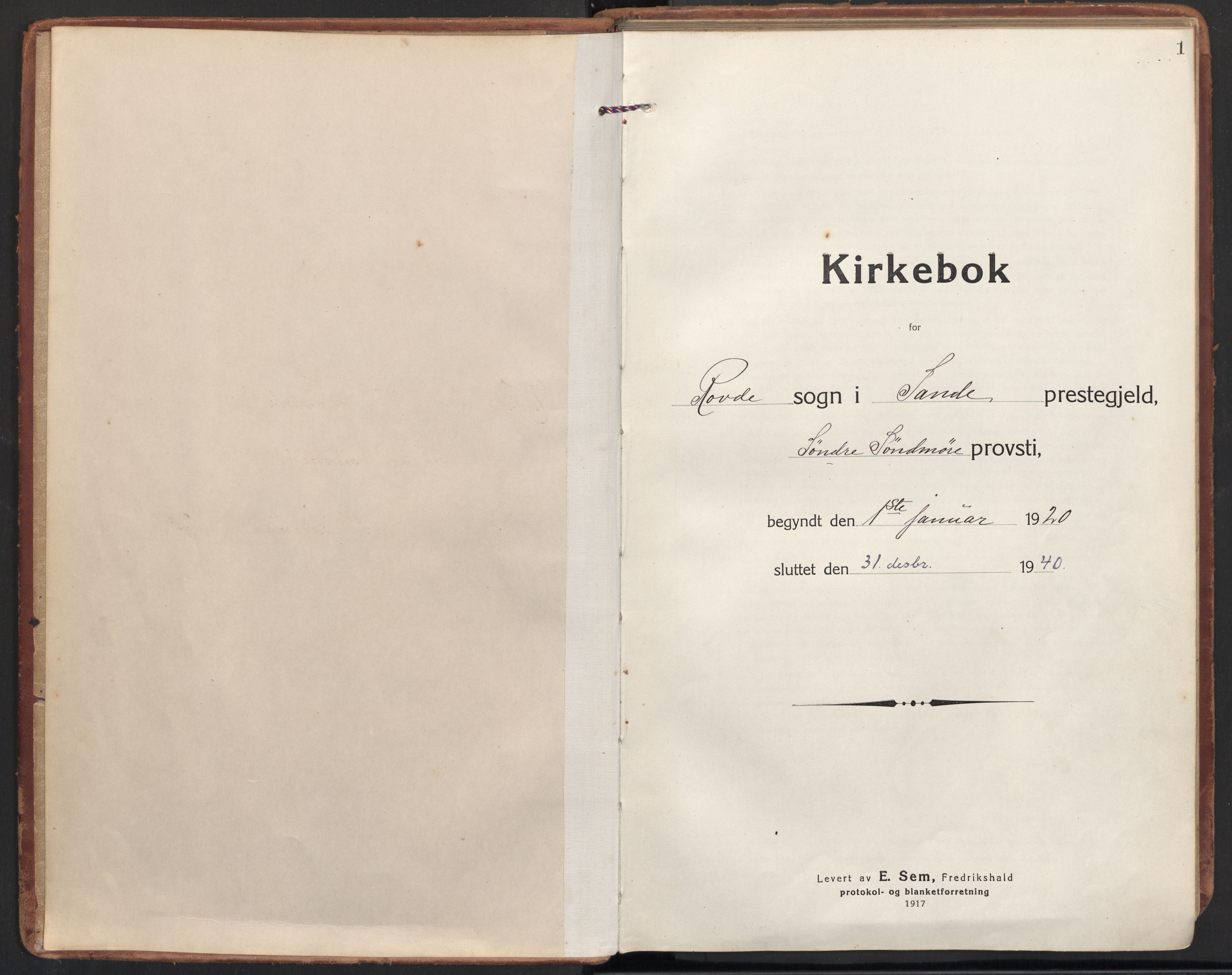 Ministerialprotokoller, klokkerbøker og fødselsregistre - Møre og Romsdal, SAT/A-1454/504/L0058: Parish register (official) no. 504A05, 1920-1940, p. 1