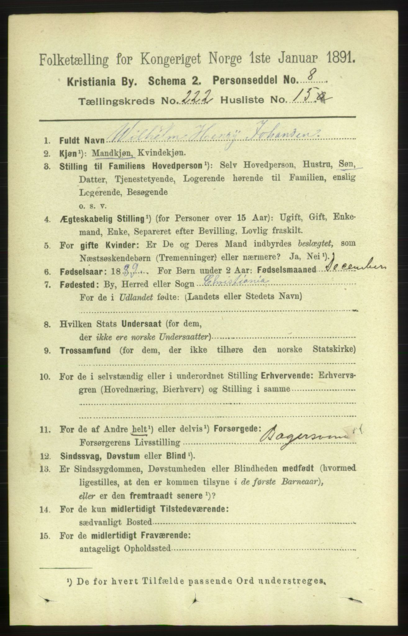 RA, 1891 census for 0301 Kristiania, 1891, p. 133615