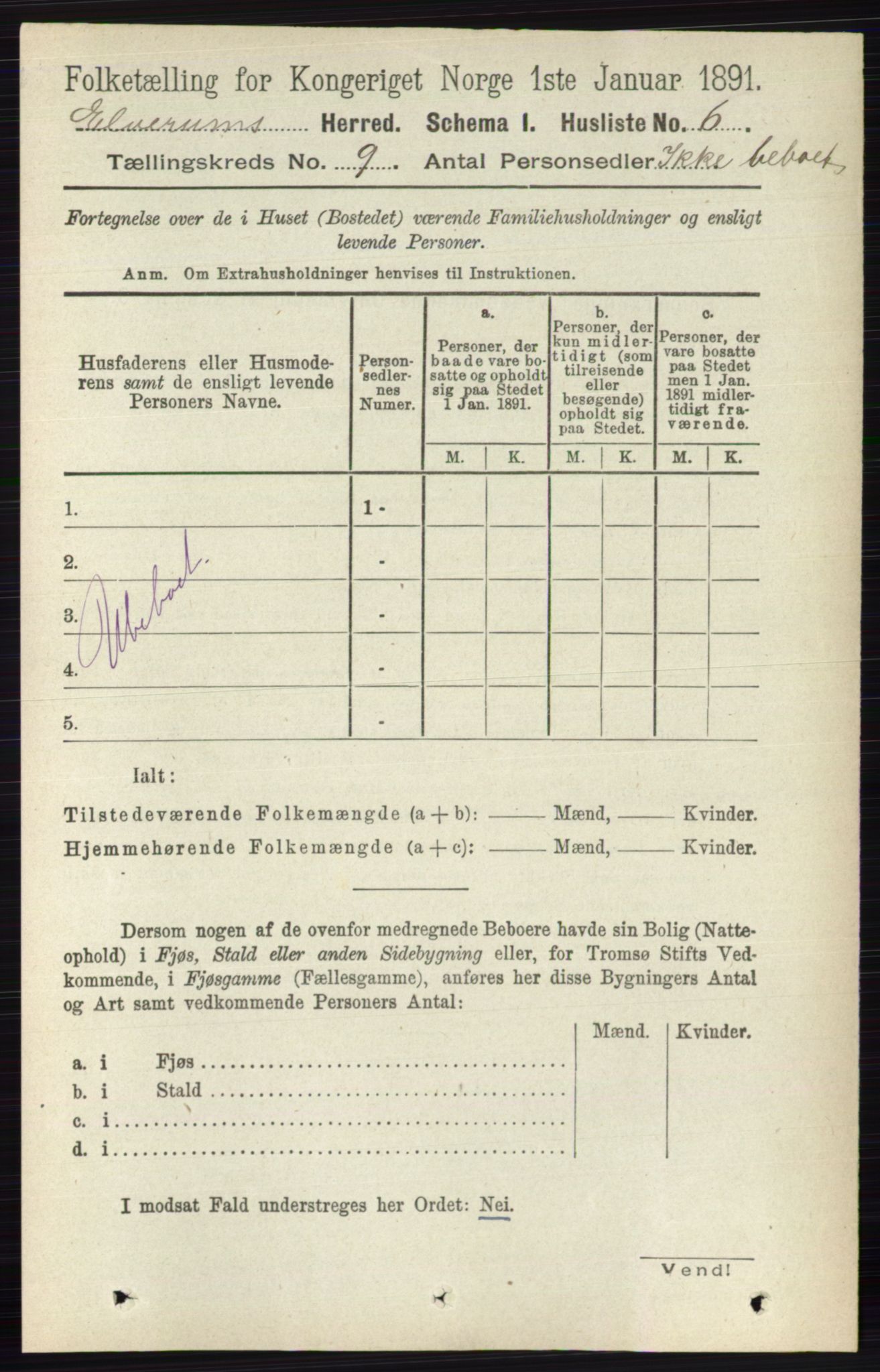 RA, 1891 census for 0427 Elverum, 1891, p. 7608