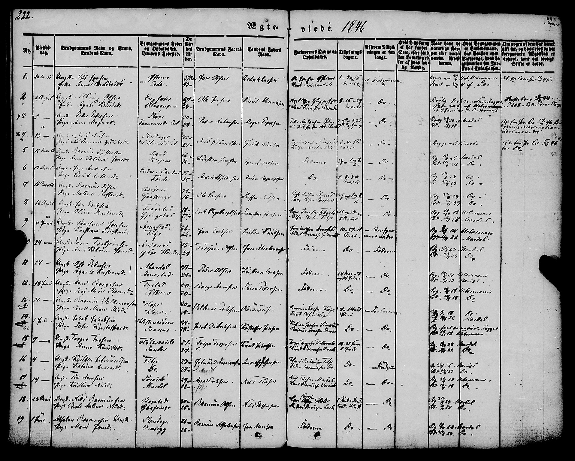 Gloppen sokneprestembete, SAB/A-80101/H/Haa/Haaa/L0008: Parish register (official) no. A 8, 1837-1855, p. 222