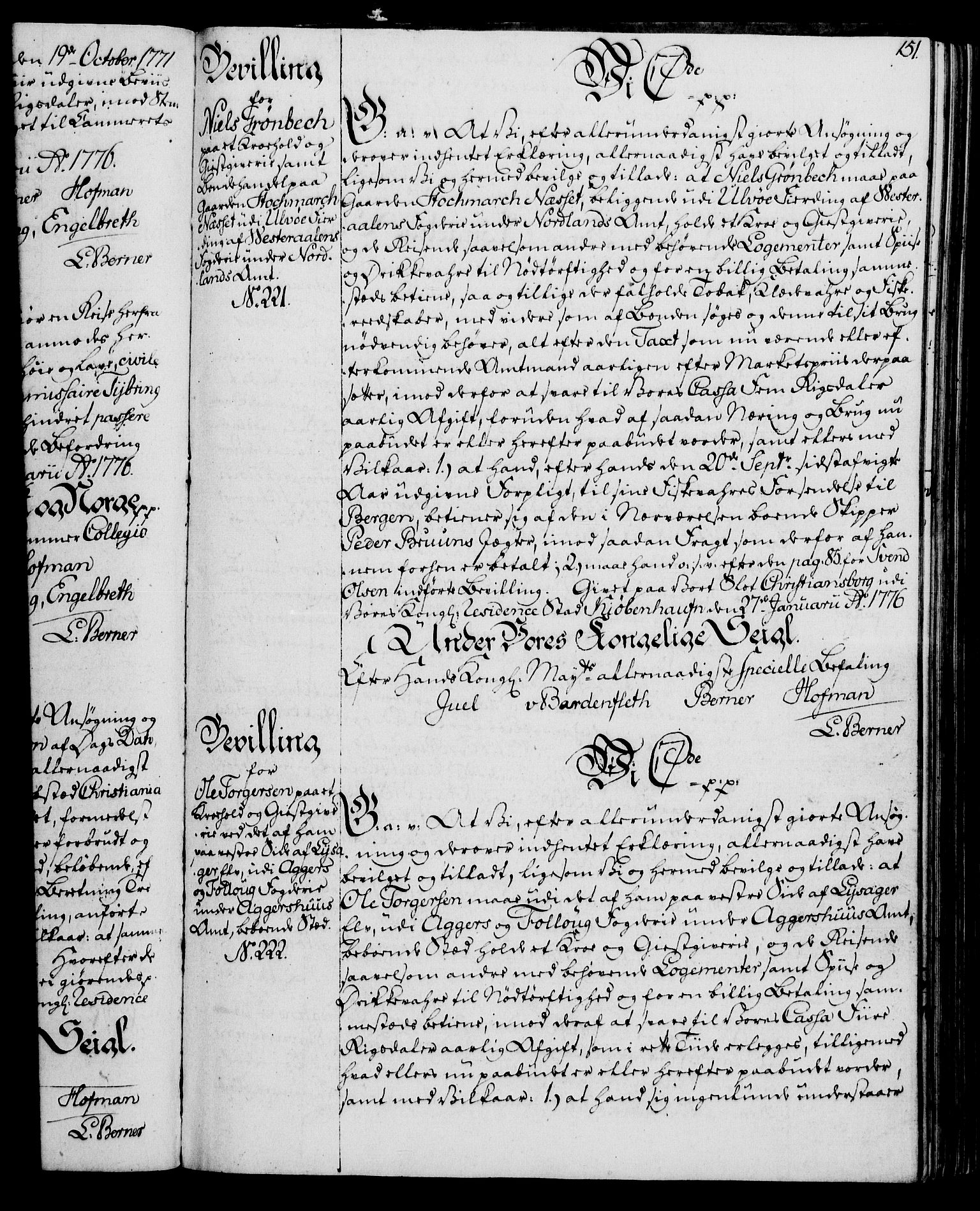 Rentekammeret, Kammerkanselliet, RA/EA-3111/G/Gg/Gga/L0010: Norsk ekspedisjonsprotokoll med register (merket RK 53.10), 1773-1778, p. 151
