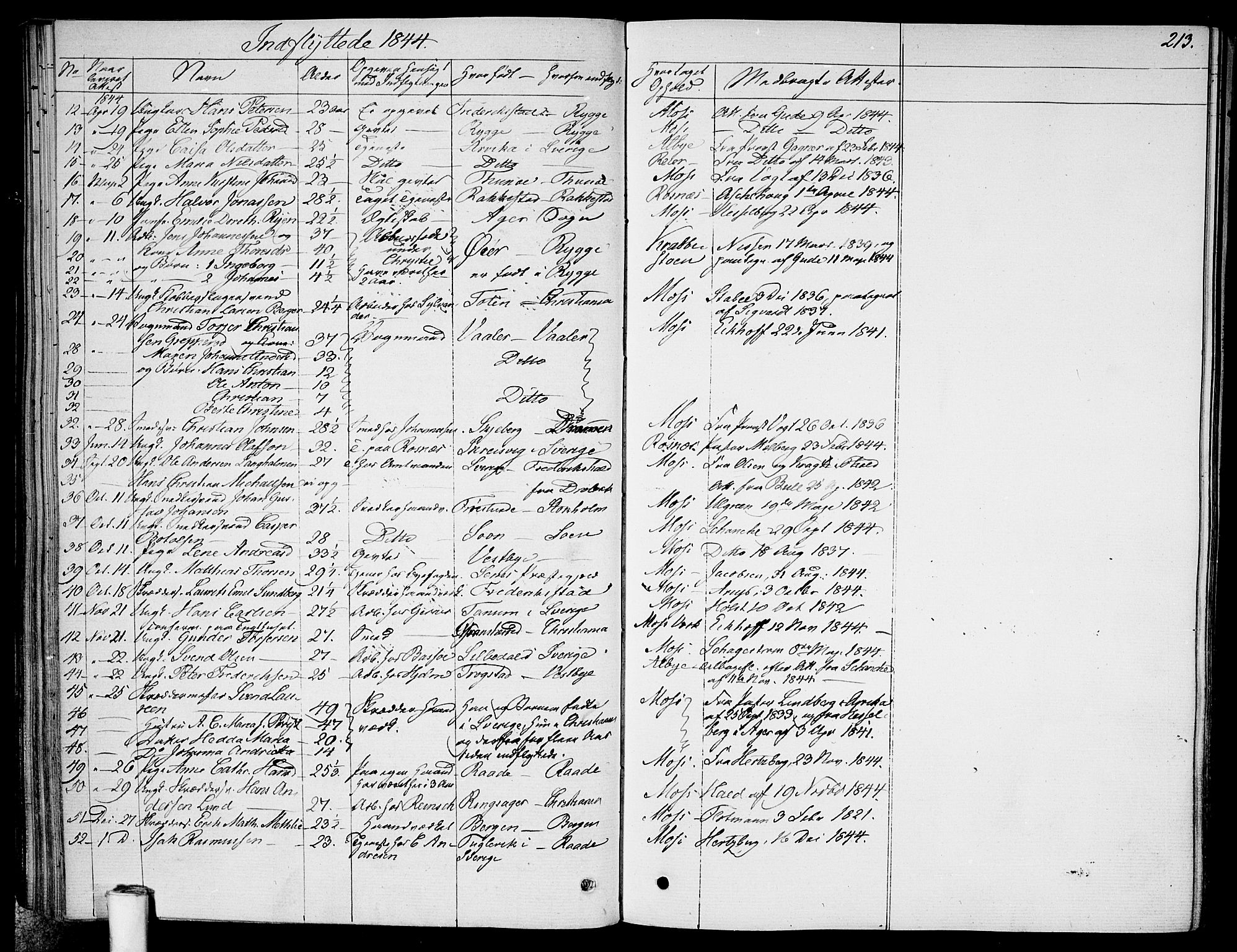 Moss prestekontor Kirkebøker, SAO/A-2003/F/Fa/L0006: Parish register (official) no. I 6, 1829-1844, p. 213