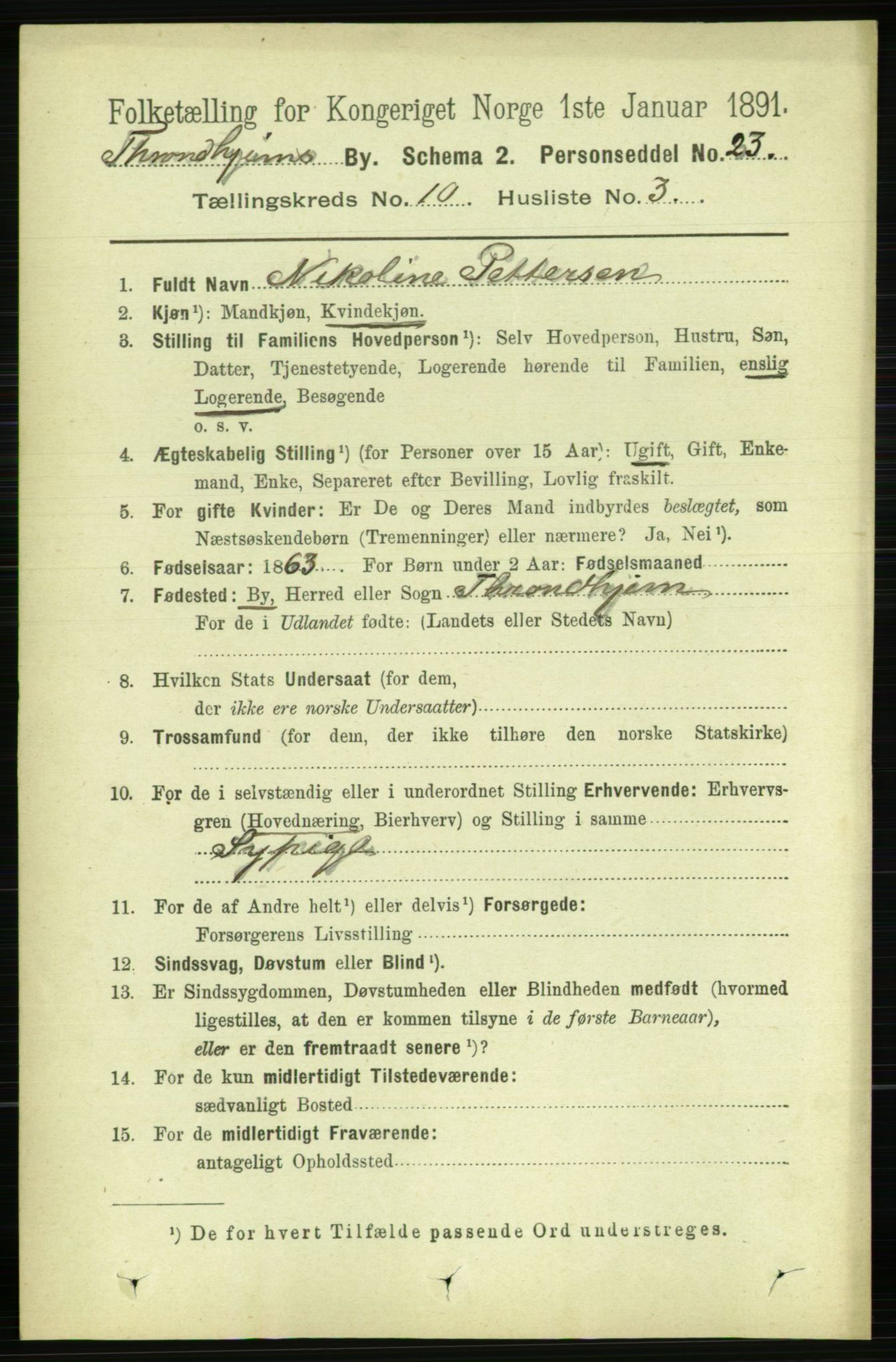 RA, 1891 census for 1601 Trondheim, 1891, p. 8407