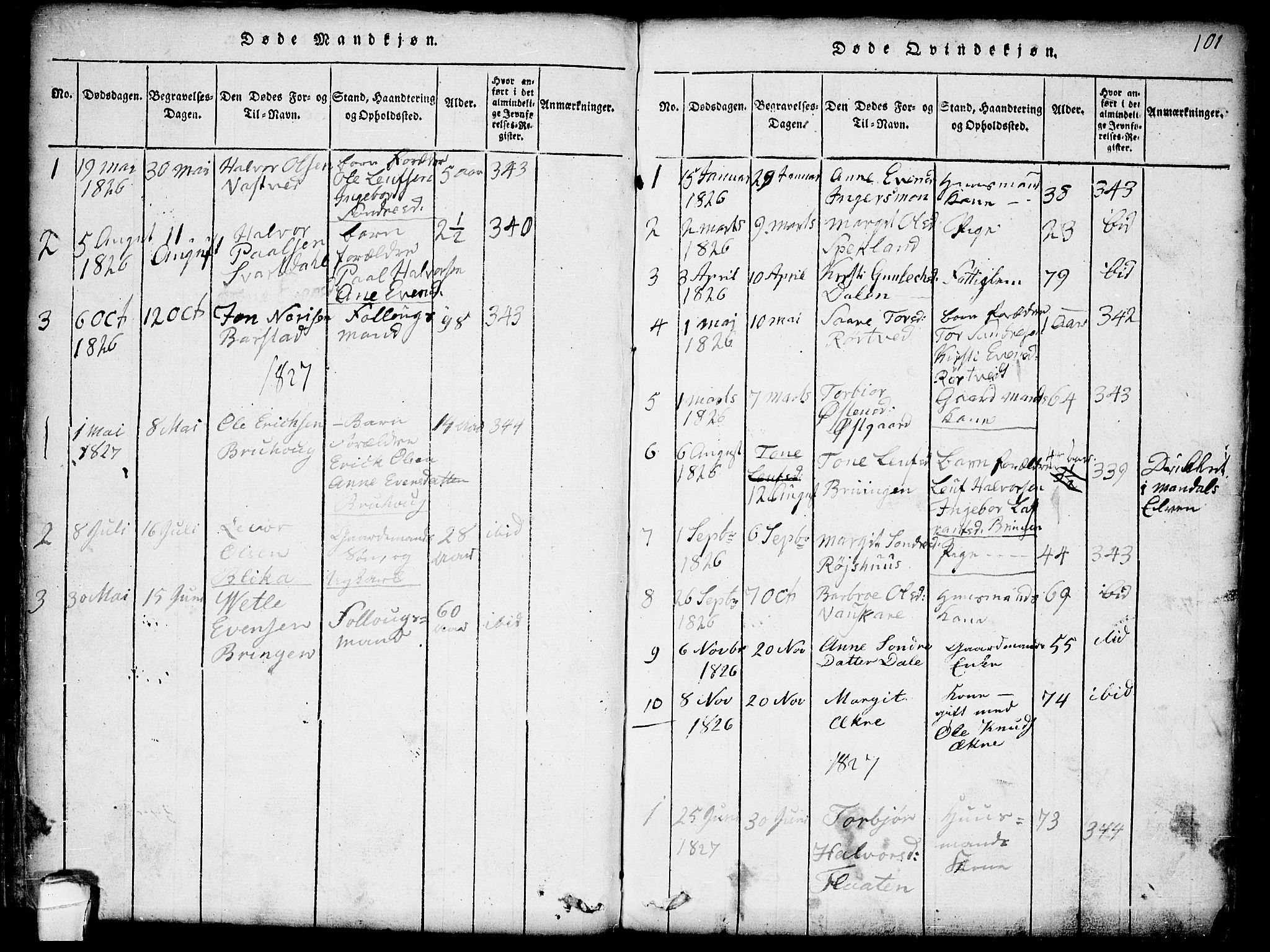Seljord kirkebøker, SAKO/A-20/G/Gb/L0002: Parish register (copy) no. II 2, 1815-1854, p. 101