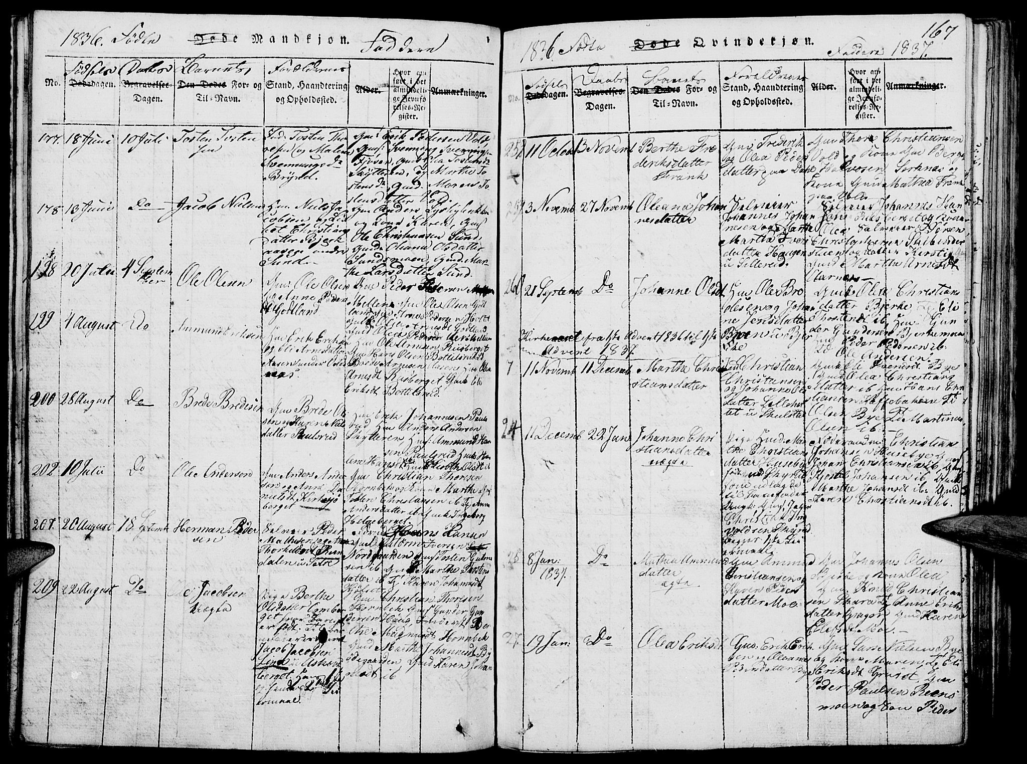 Grue prestekontor, SAH/PREST-036/H/Ha/Hab/L0002: Parish register (copy) no. 2, 1815-1841, p. 167