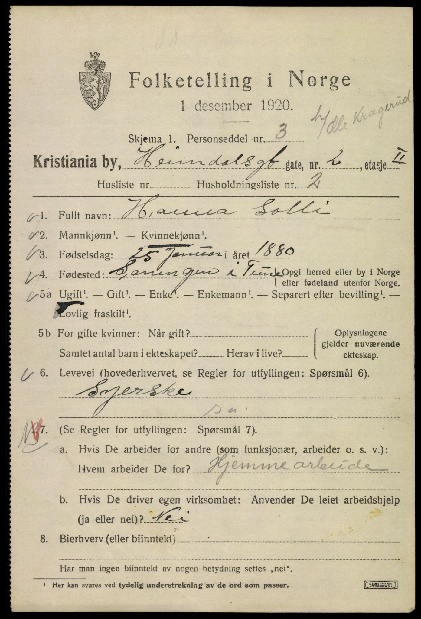 SAO, 1920 census for Kristiania, 1920, p. 278717