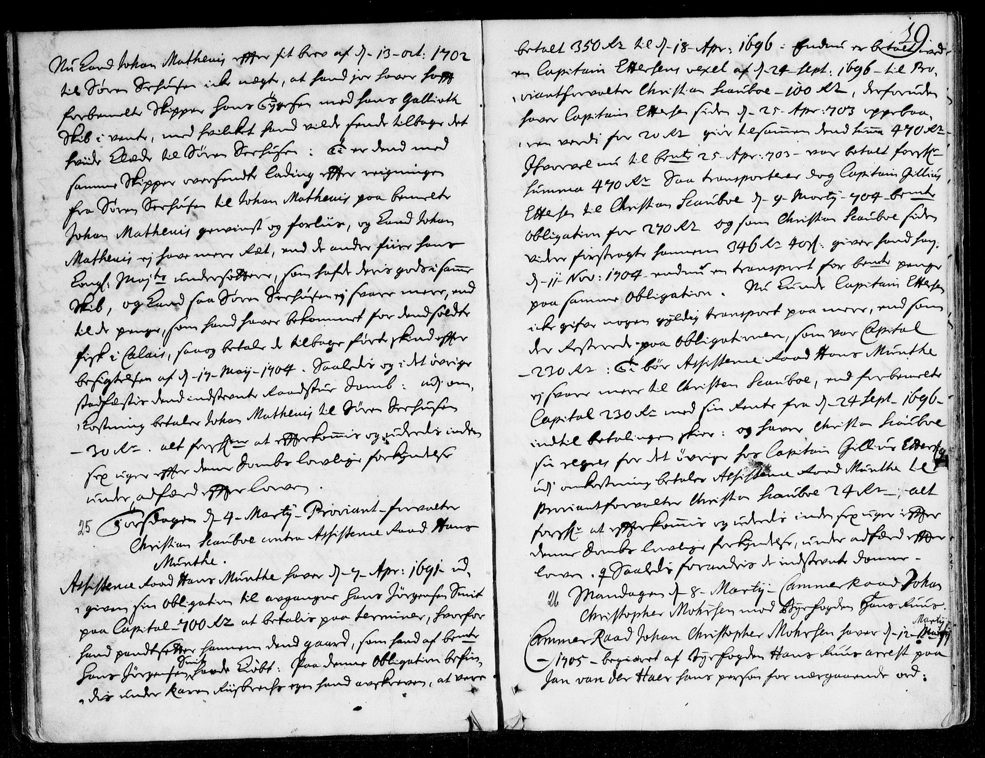 Overhoffretten 1667-1797, AV/RA-EA-2884/Aa/L0036: Avsiktsprotokoll, 1706, p. 18b-19a