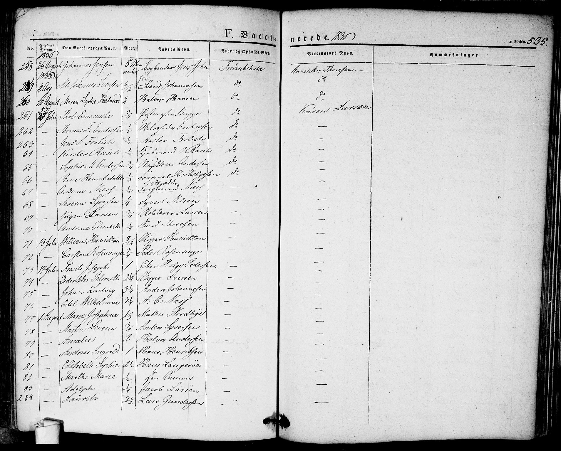 Halden prestekontor Kirkebøker, AV/SAO-A-10909/F/Fa/L0005: Parish register (official) no. I 5, 1834-1845, p. 535