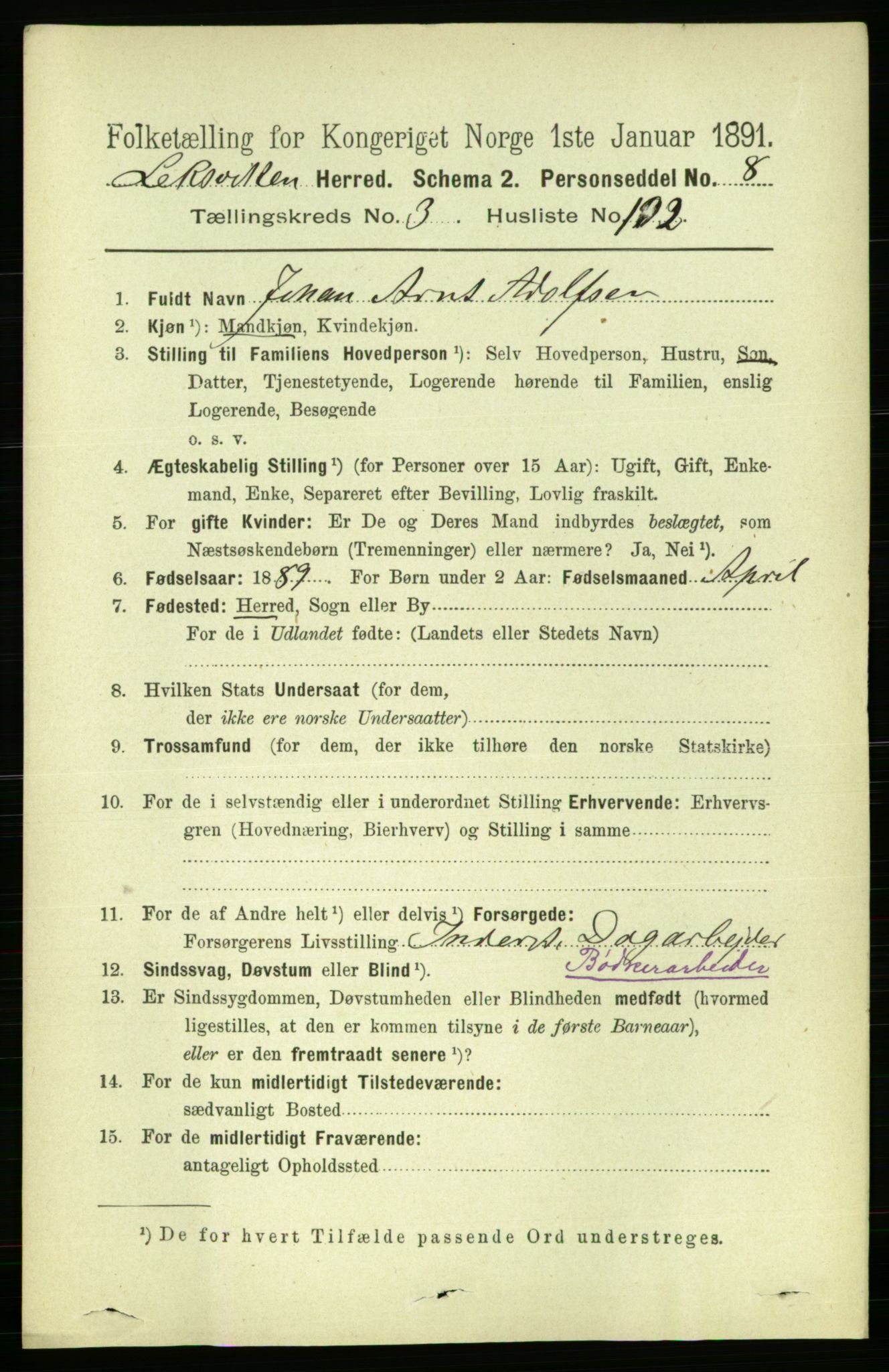 RA, 1891 census for 1718 Leksvik, 1891, p. 1817