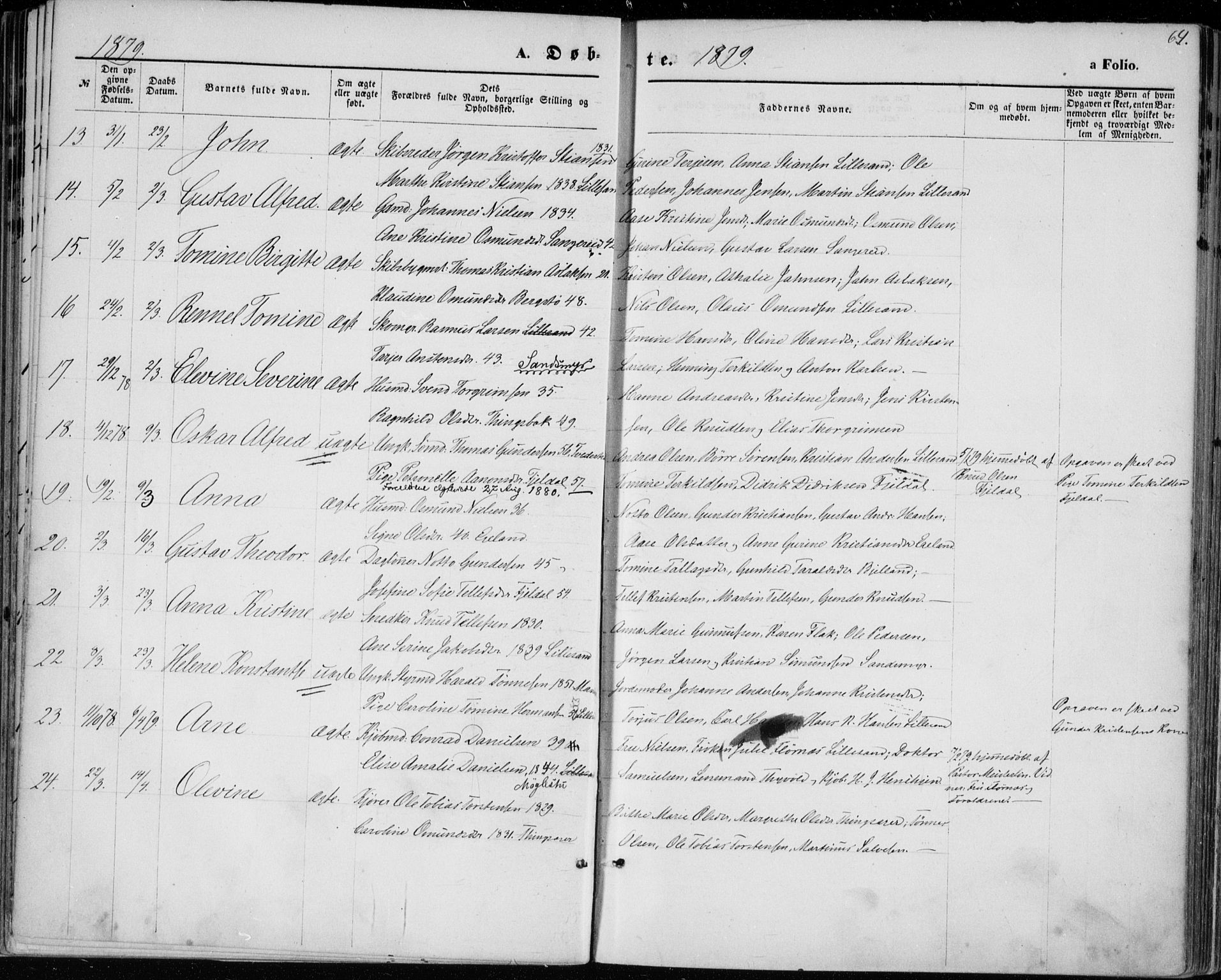 Vestre Moland sokneprestkontor, SAK/1111-0046/F/Fa/Fab/L0008: Parish register (official) no. A 8, 1873-1883, p. 64