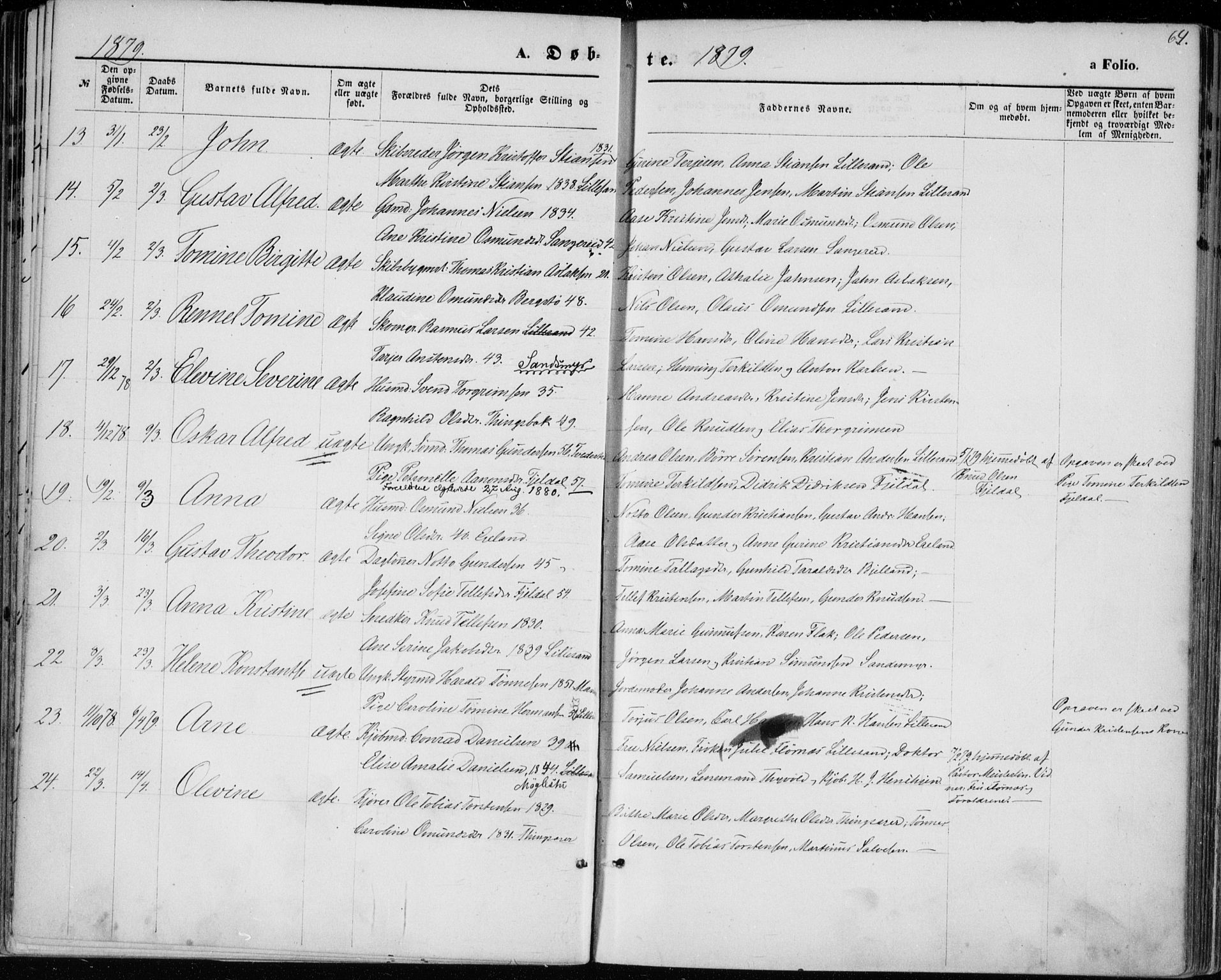 Vestre Moland sokneprestkontor, AV/SAK-1111-0046/F/Fa/Fab/L0008: Parish register (official) no. A 8, 1873-1883, p. 64