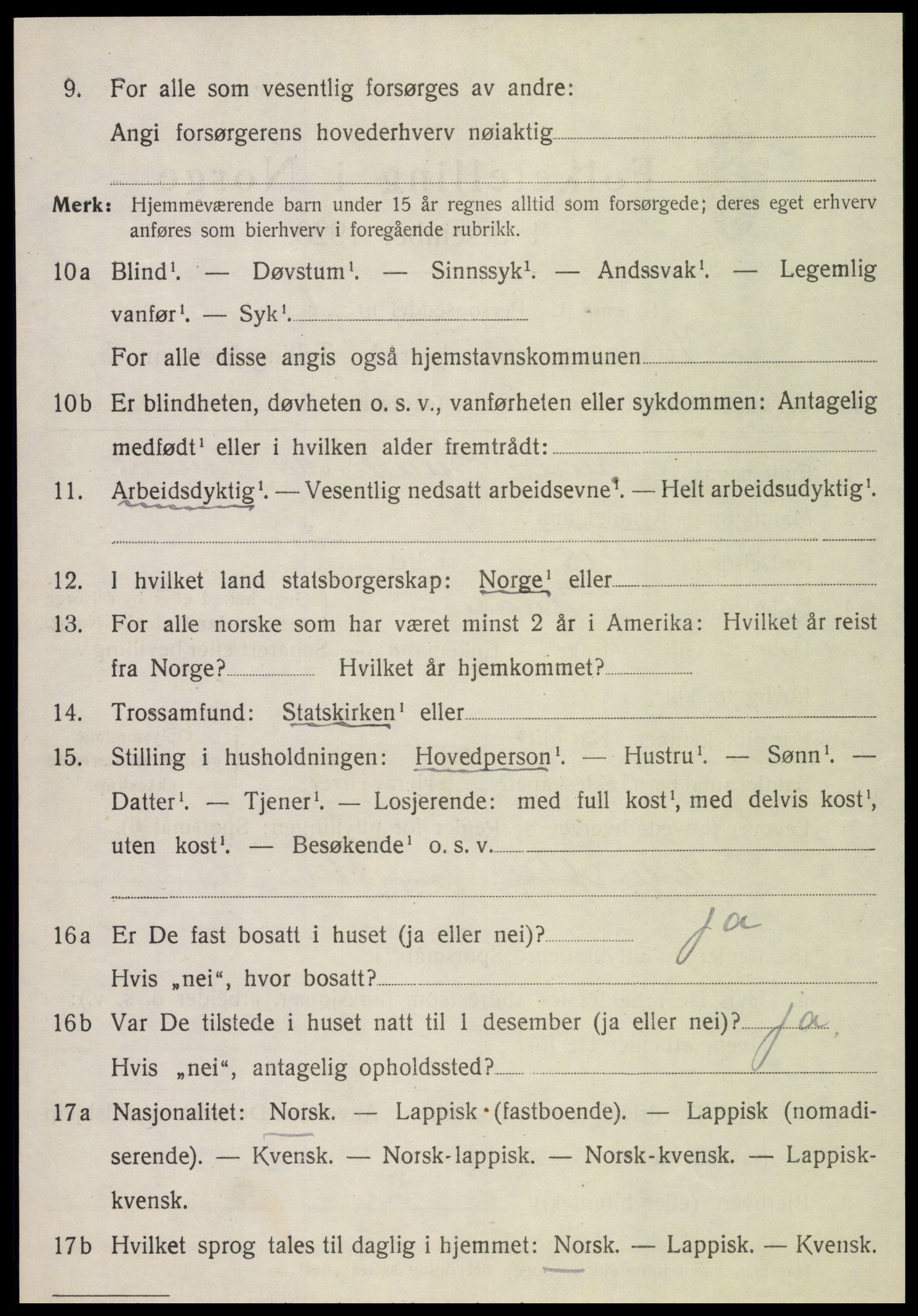 SAT, 1920 census for Kvam, 1920, p. 1408