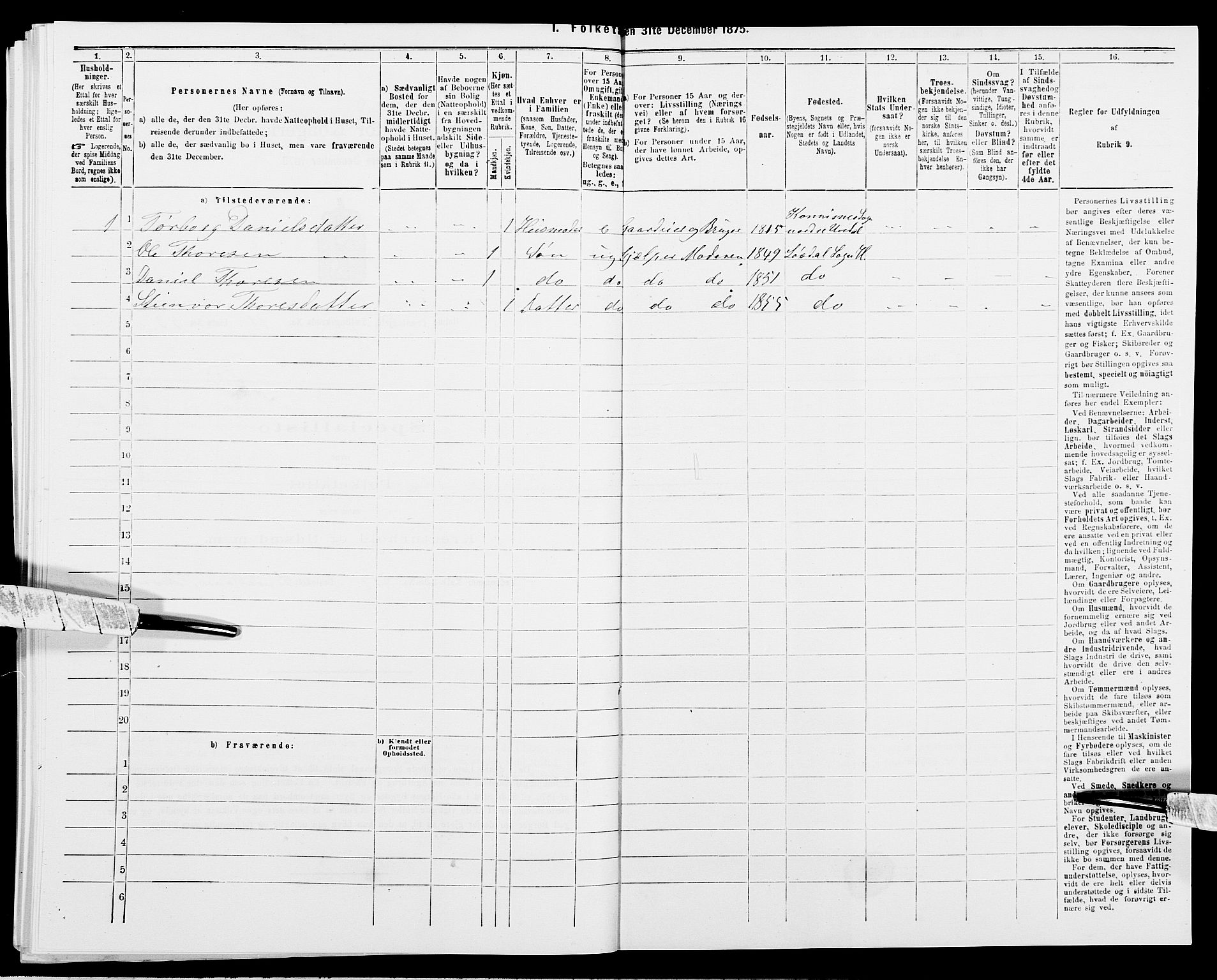 SAK, 1875 census for 1020P Holum, 1875, p. 1221