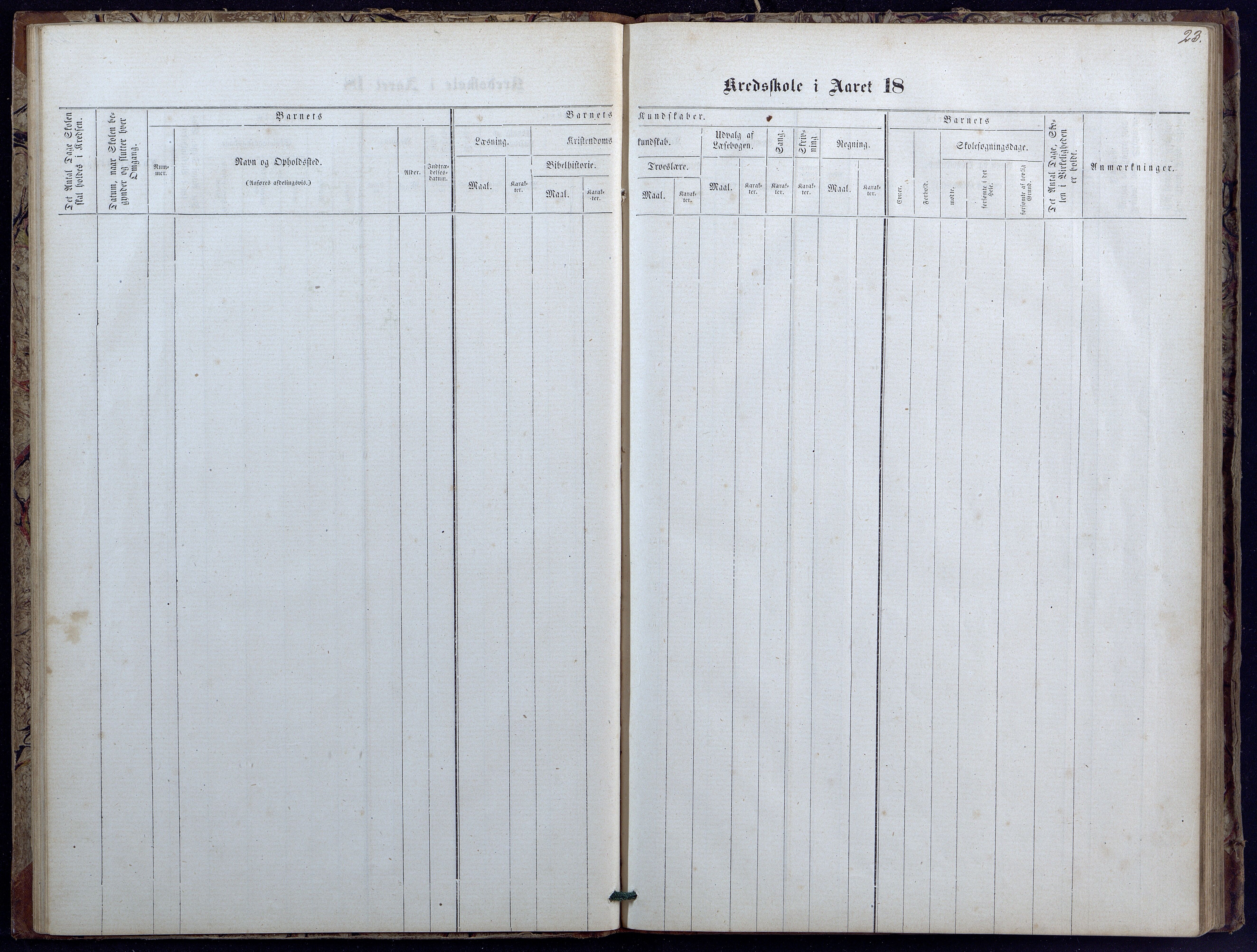 Evje kommune, Landsverk/Omland/Rosseland skolekretser, AAKS/KA0937-550d/F1/L0001: Skoleprotokoll for Landsverk, Omland, Rosseland skolekretser, 1863-1888, p. 23