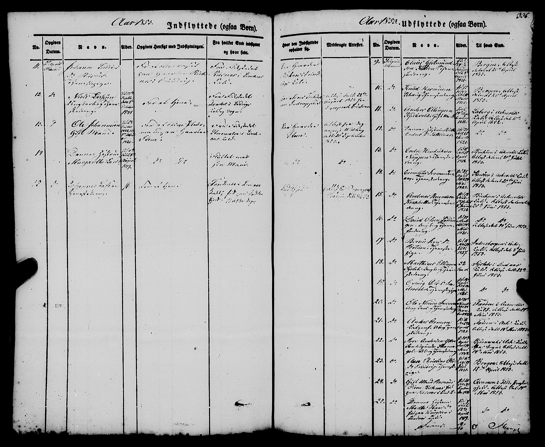 Gulen sokneprestembete, AV/SAB-A-80201/H/Haa/Haaa/L0021: Parish register (official) no. A 21, 1848-1858, p. 336