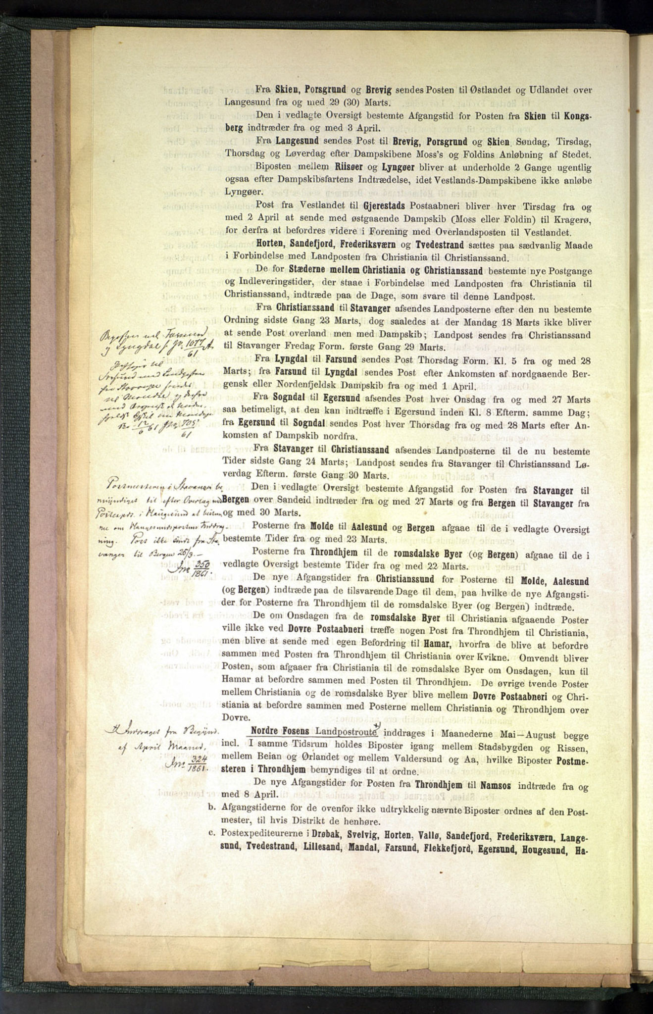 Norges Postmuseums bibliotek, NOPO/-/-/-: Sirkulærer fra Den Kongelige Norske Regjerings Postdepartement, 1861