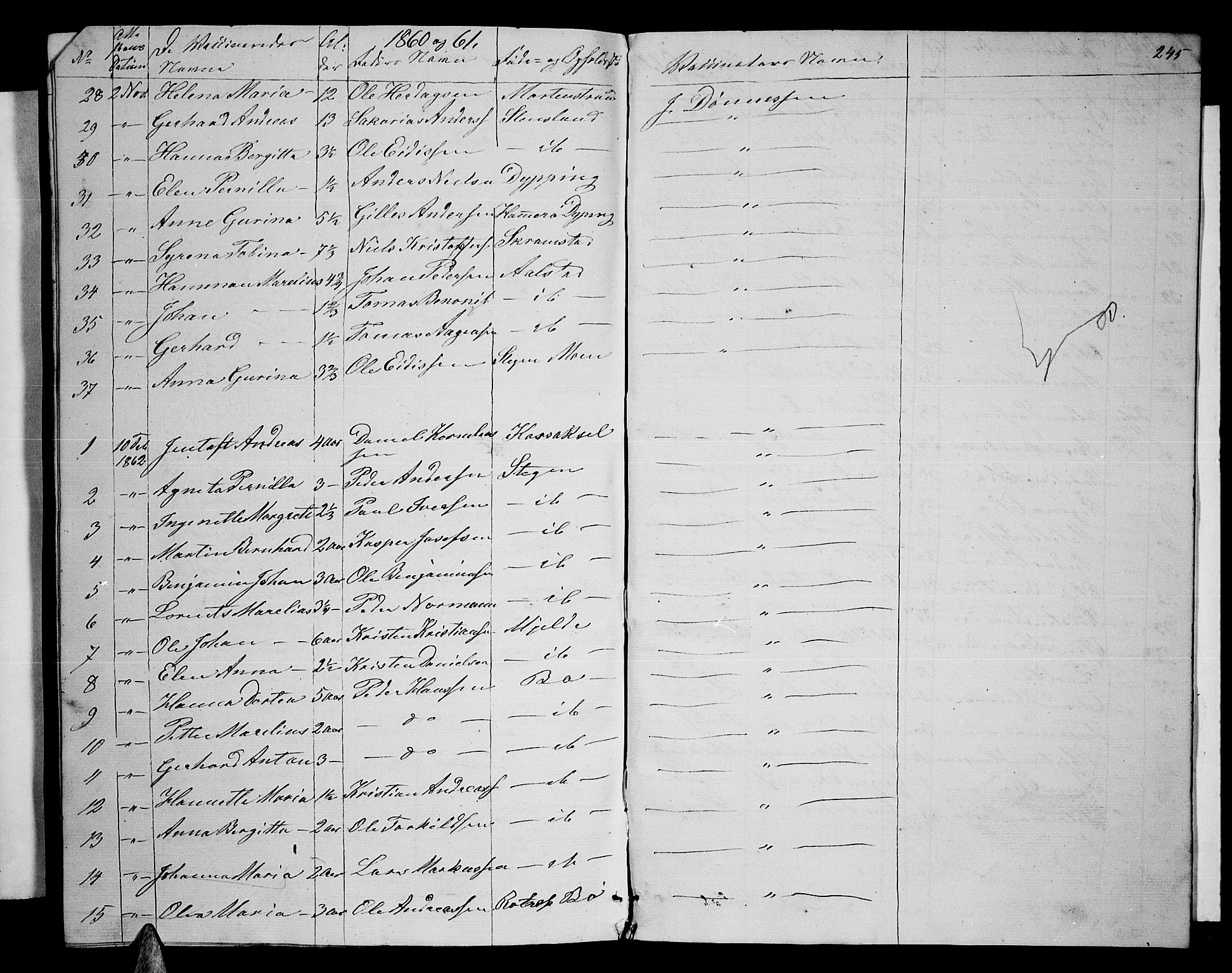 Ministerialprotokoller, klokkerbøker og fødselsregistre - Nordland, SAT/A-1459/855/L0814: Parish register (copy) no. 855C03, 1851-1864, p. 245