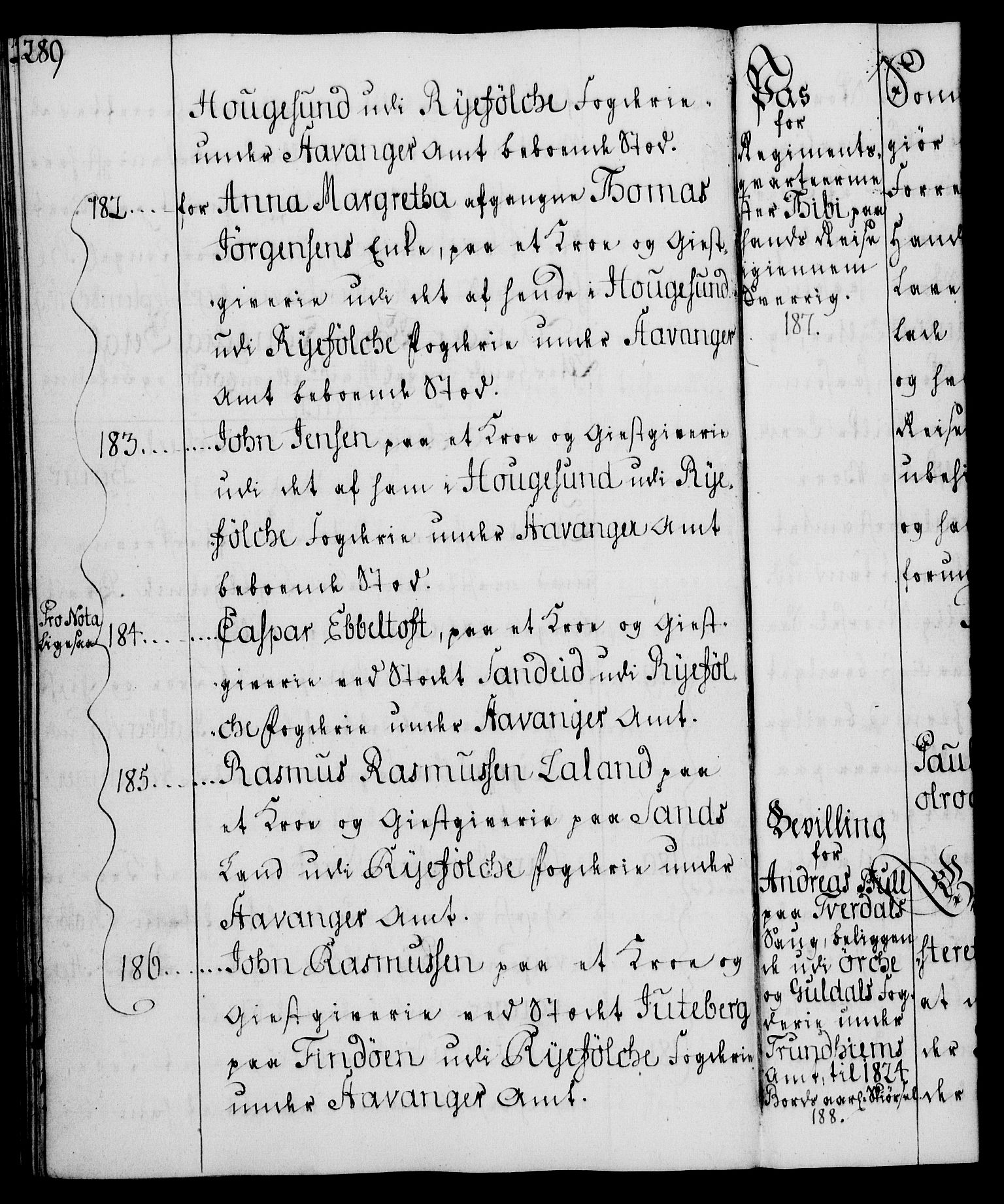 Rentekammeret, Kammerkanselliet, RA/EA-3111/G/Gg/Gga/L0008: Norsk ekspedisjonsprotokoll med register (merket RK 53.8), 1768-1771, p. 289