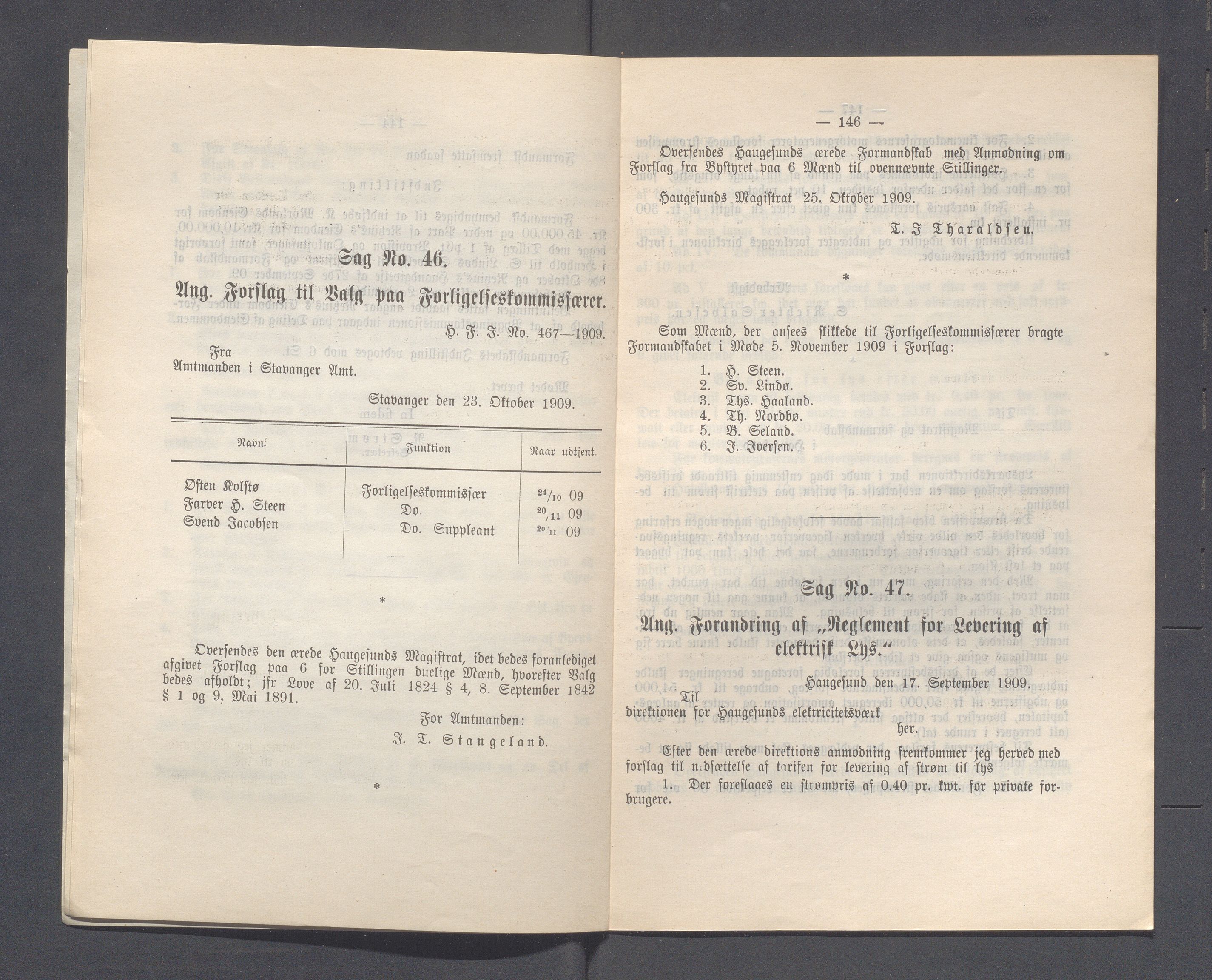 Haugesund kommune - Formannskapet og Bystyret, IKAR/A-740/A/Abb/L0002: Bystyreforhandlinger, 1908-1917, p. 291