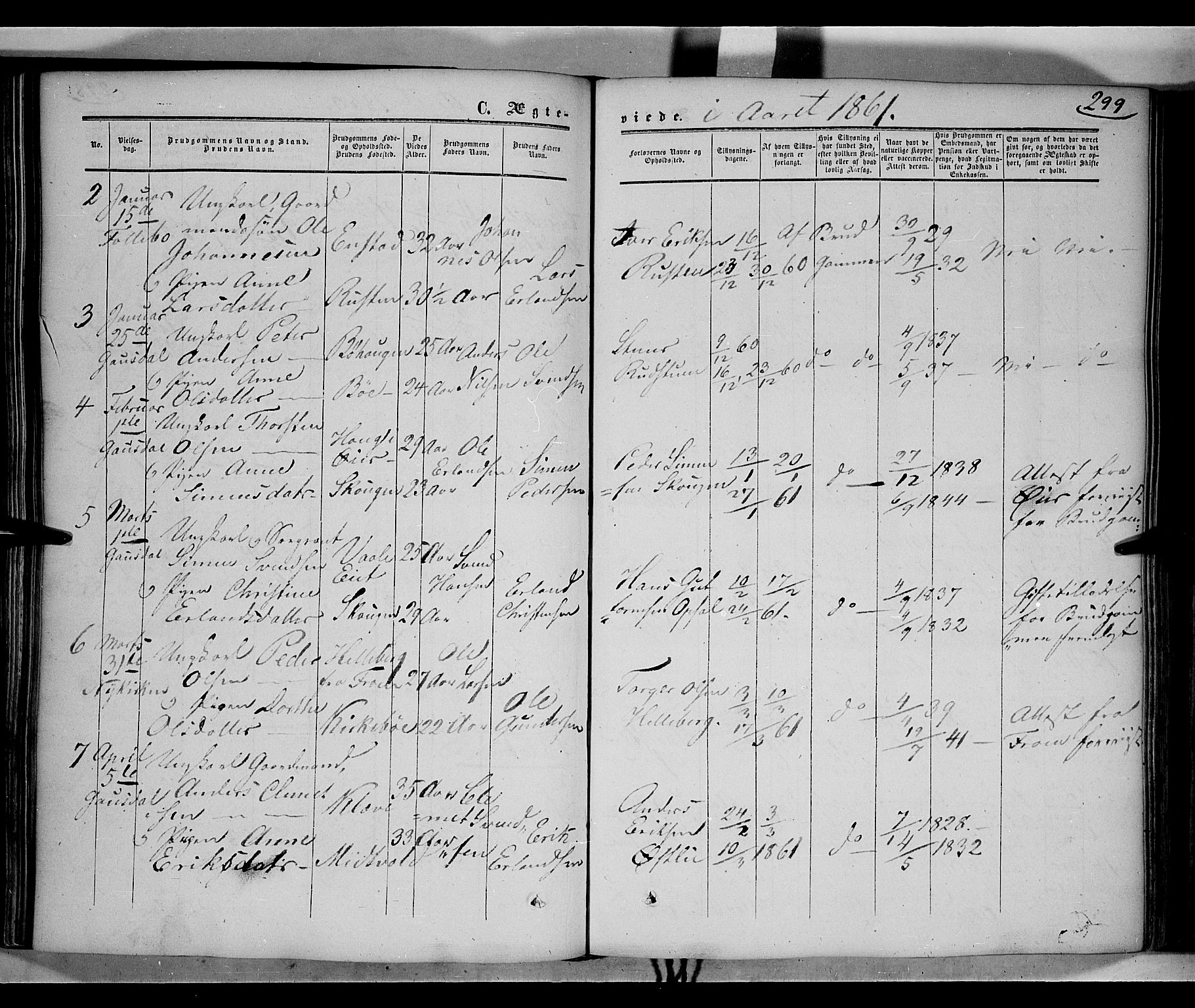 Gausdal prestekontor, SAH/PREST-090/H/Ha/Haa/L0008: Parish register (official) no. 8, 1850-1861, p. 299