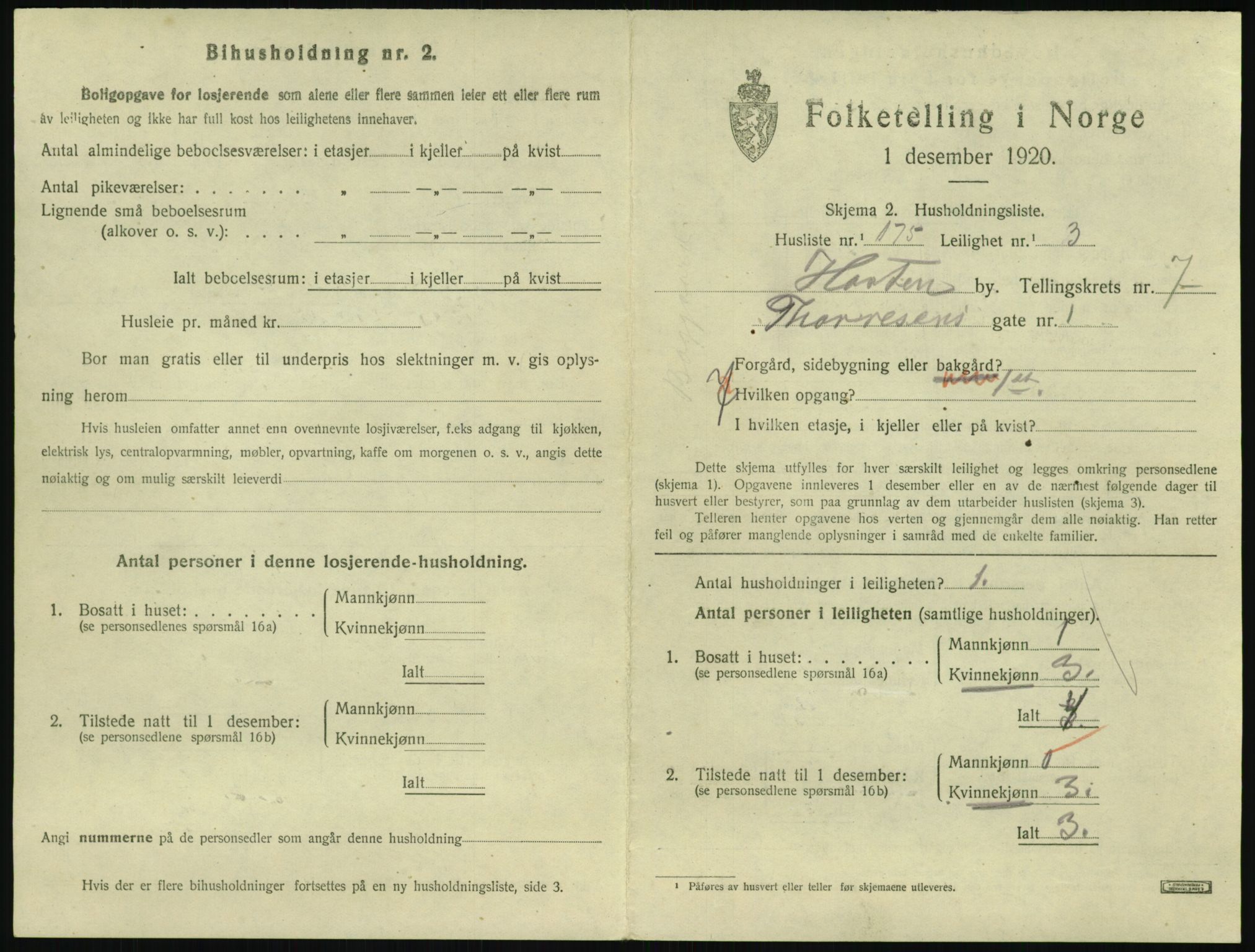 SAKO, 1920 census for Horten, 1920, p. 7853