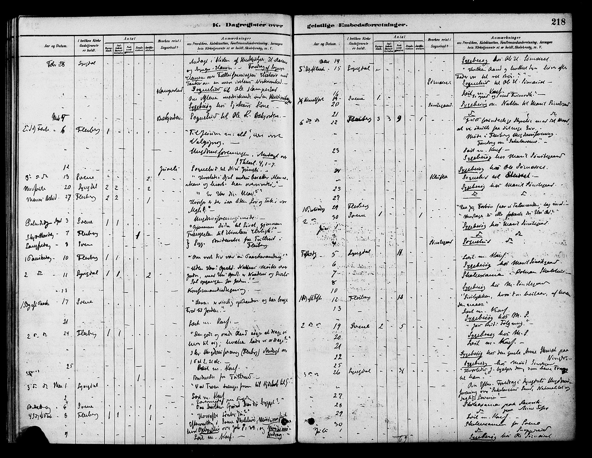 Flesberg kirkebøker, AV/SAKO-A-18/F/Fb/L0001: Parish register (official) no. II 1, 1879-1907, p. 218