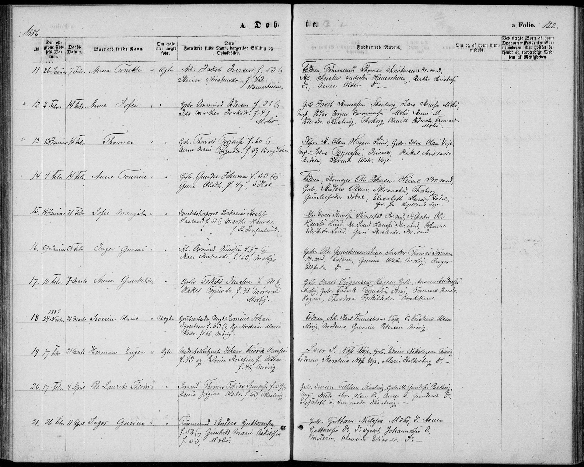 Oddernes sokneprestkontor, AV/SAK-1111-0033/F/Fb/Fba/L0007: Parish register (copy) no. B 7, 1869-1887, p. 122