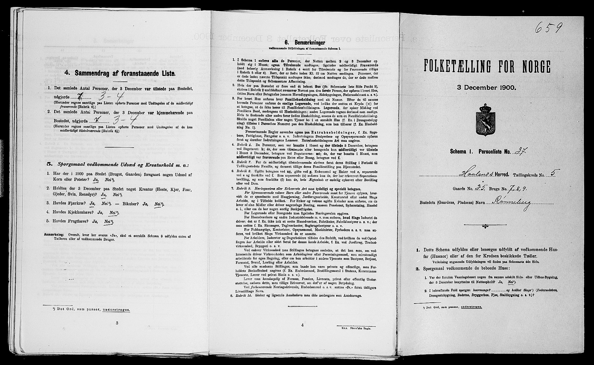 SAST, 1900 census for Haaland, 1900, p. 889