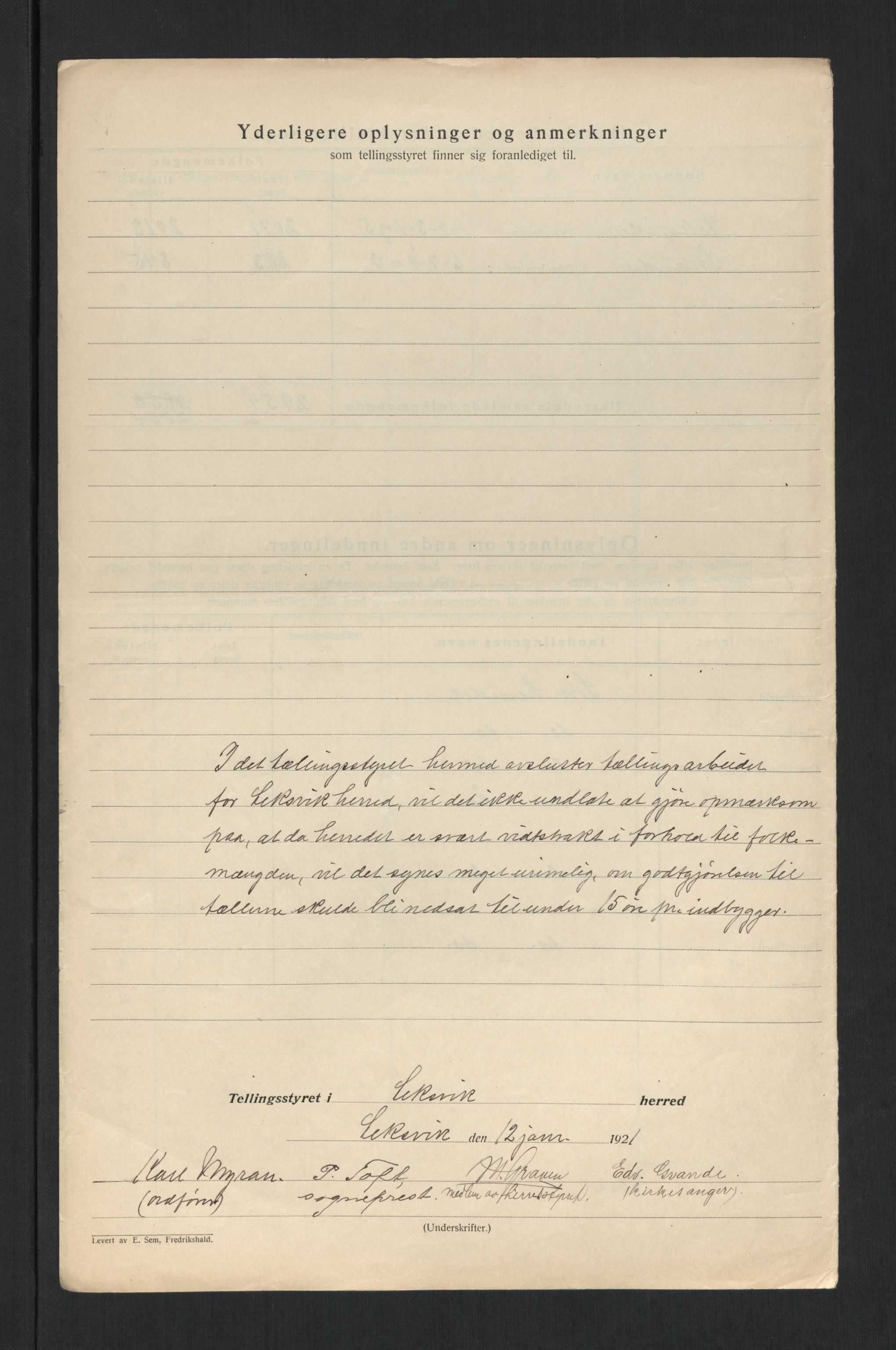 SAT, 1920 census for Leksvik, 1920, p. 8