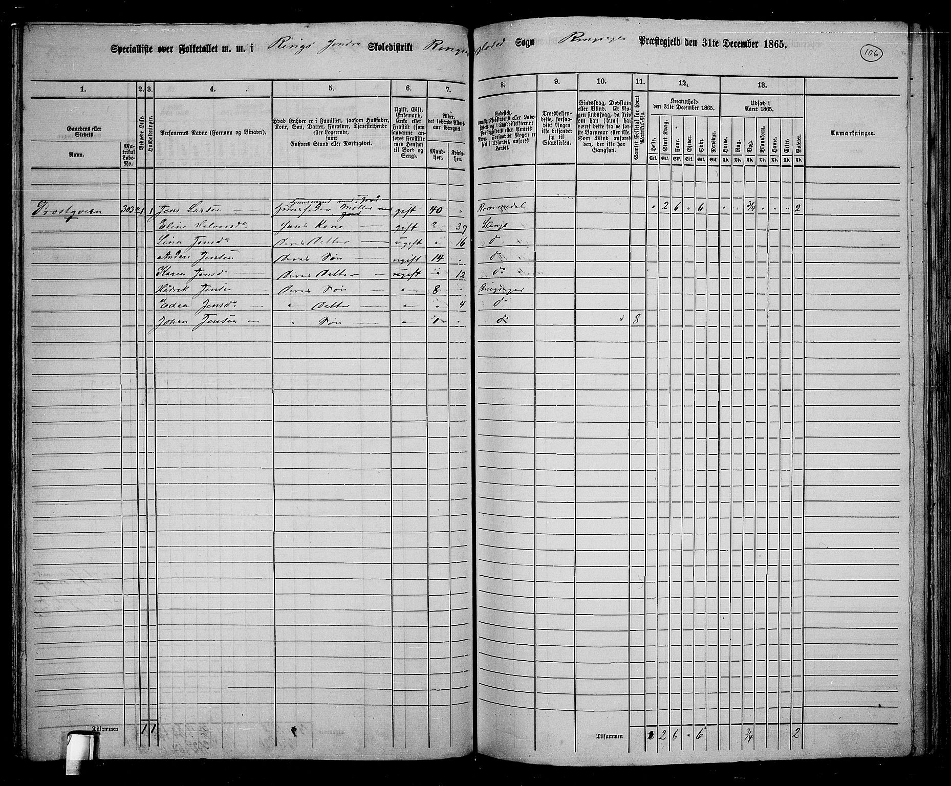 RA, 1865 census for Ringsaker, 1865, p. 355