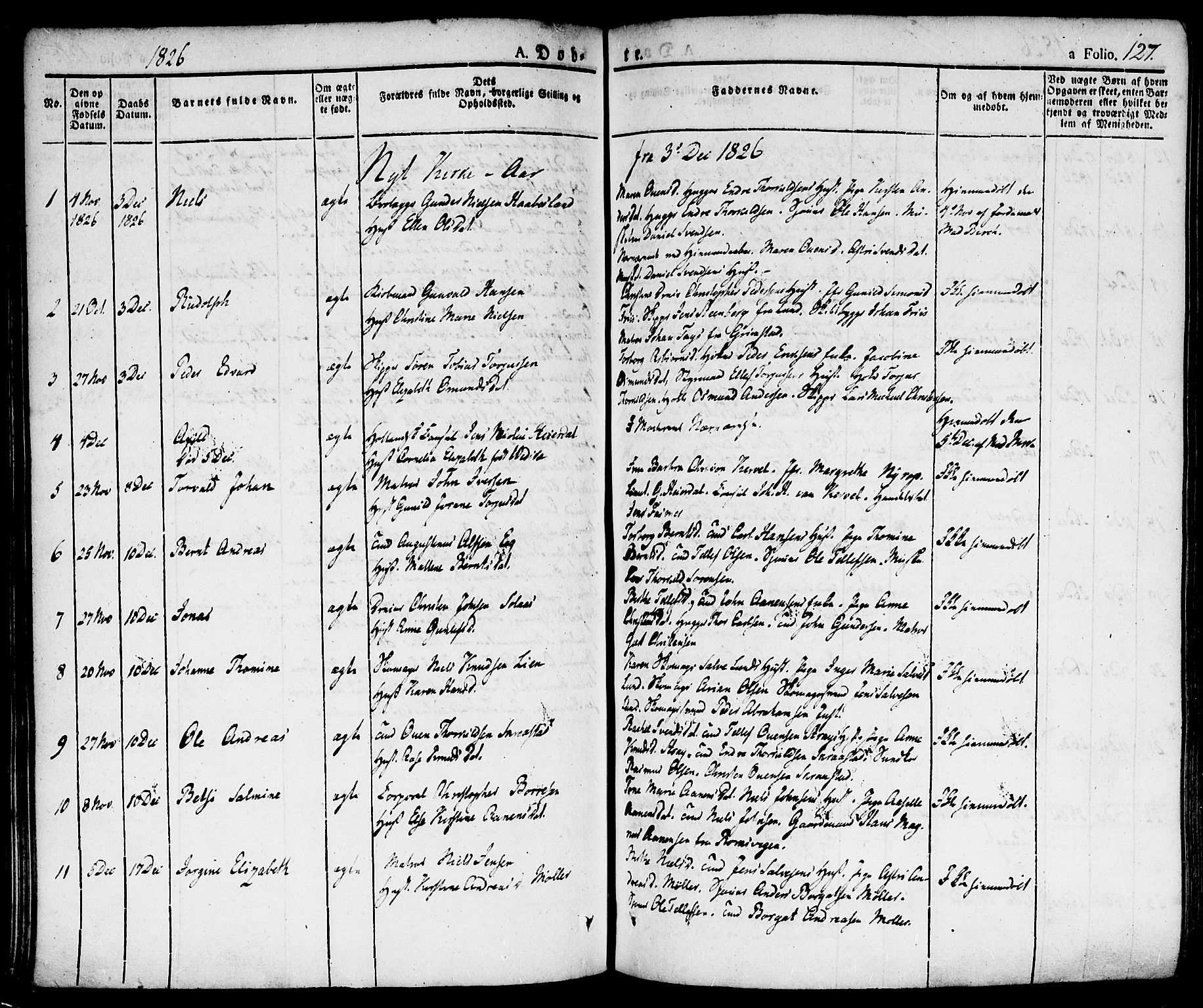 Kristiansand domprosti, SAK/1112-0006/F/Fa/L0009: Parish register (official) no. A 9, 1821-1827, p. 127