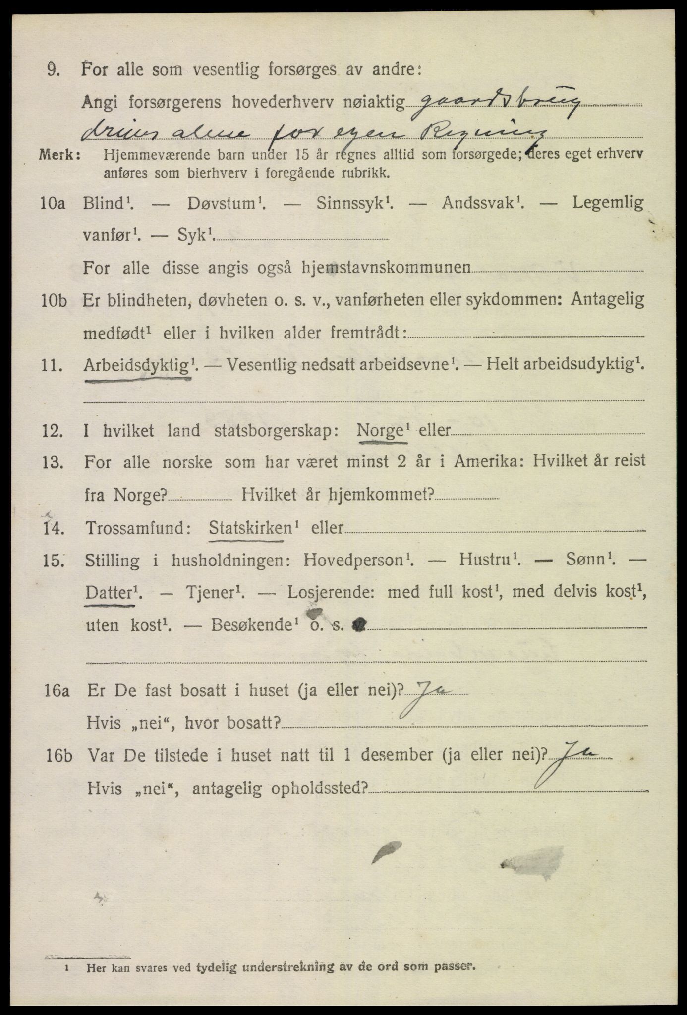 SAK, 1920 census for Vestre Moland, 1920, p. 5244