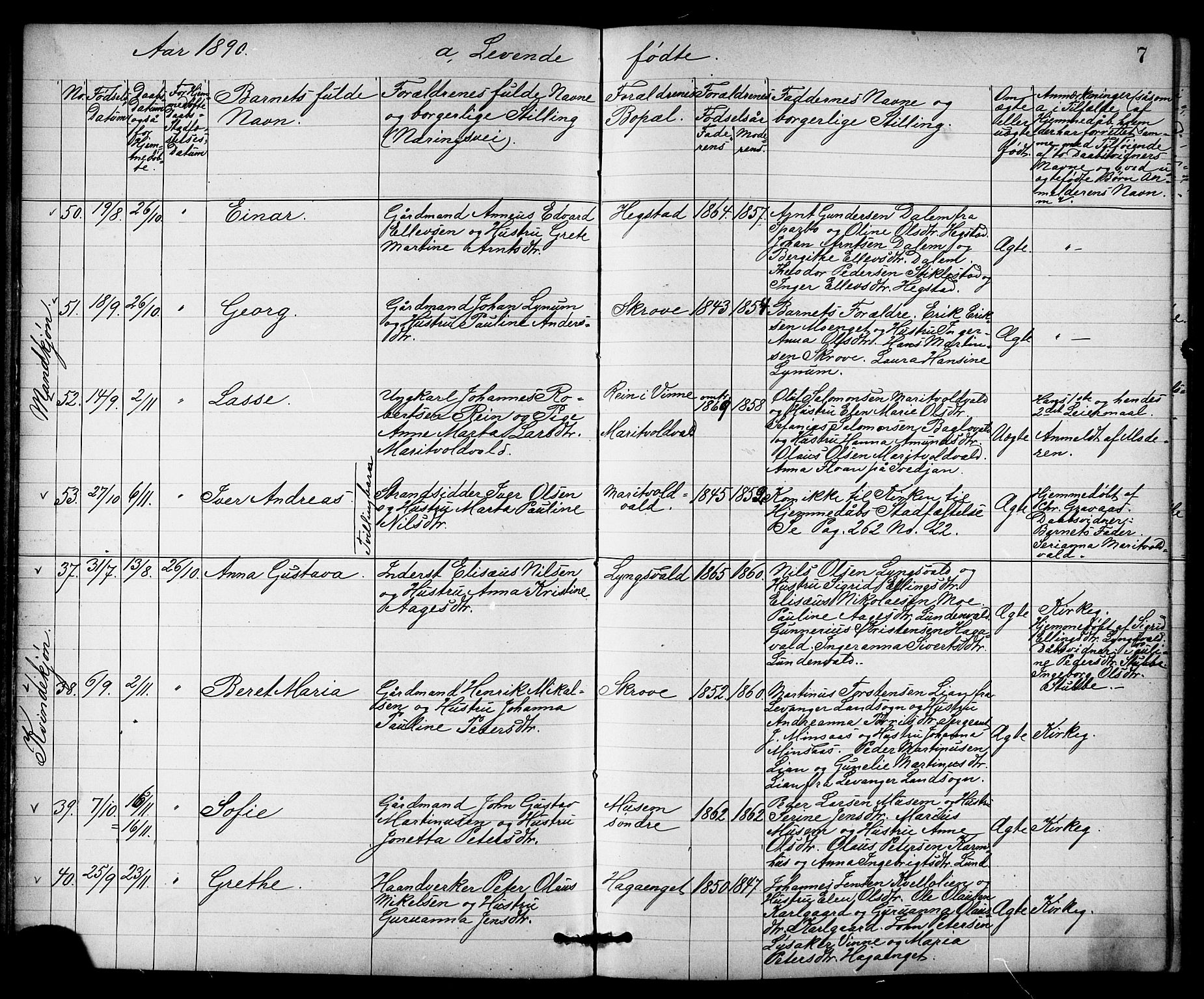 Ministerialprotokoller, klokkerbøker og fødselsregistre - Nord-Trøndelag, AV/SAT-A-1458/723/L0257: Parish register (copy) no. 723C05, 1890-1907, p. 7