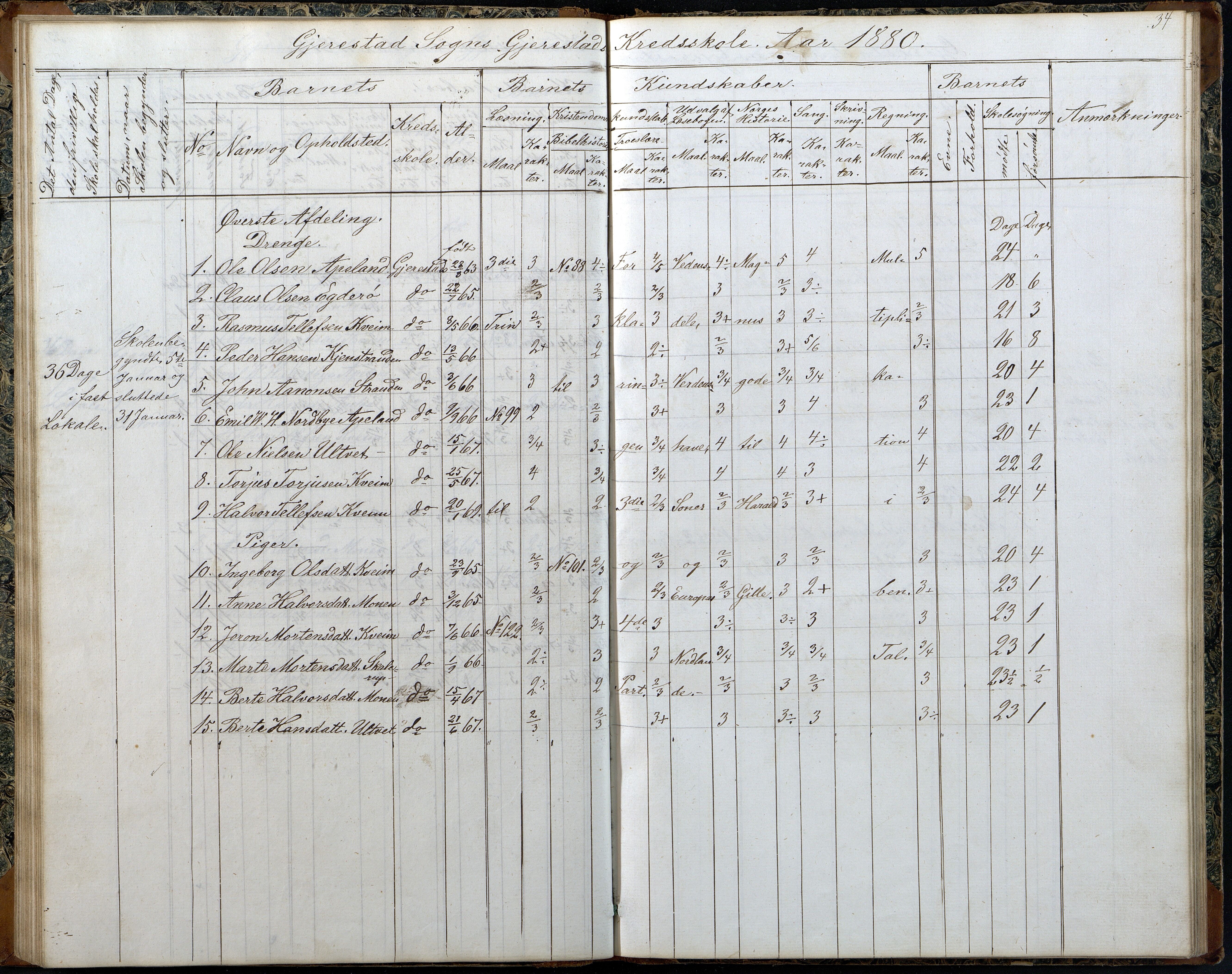 Gjerstad Kommune, Gjerstad Skole, AAKS/KA0911-550a/F02/L0006: Skoleprotokoll, 1863-1891, p. 34