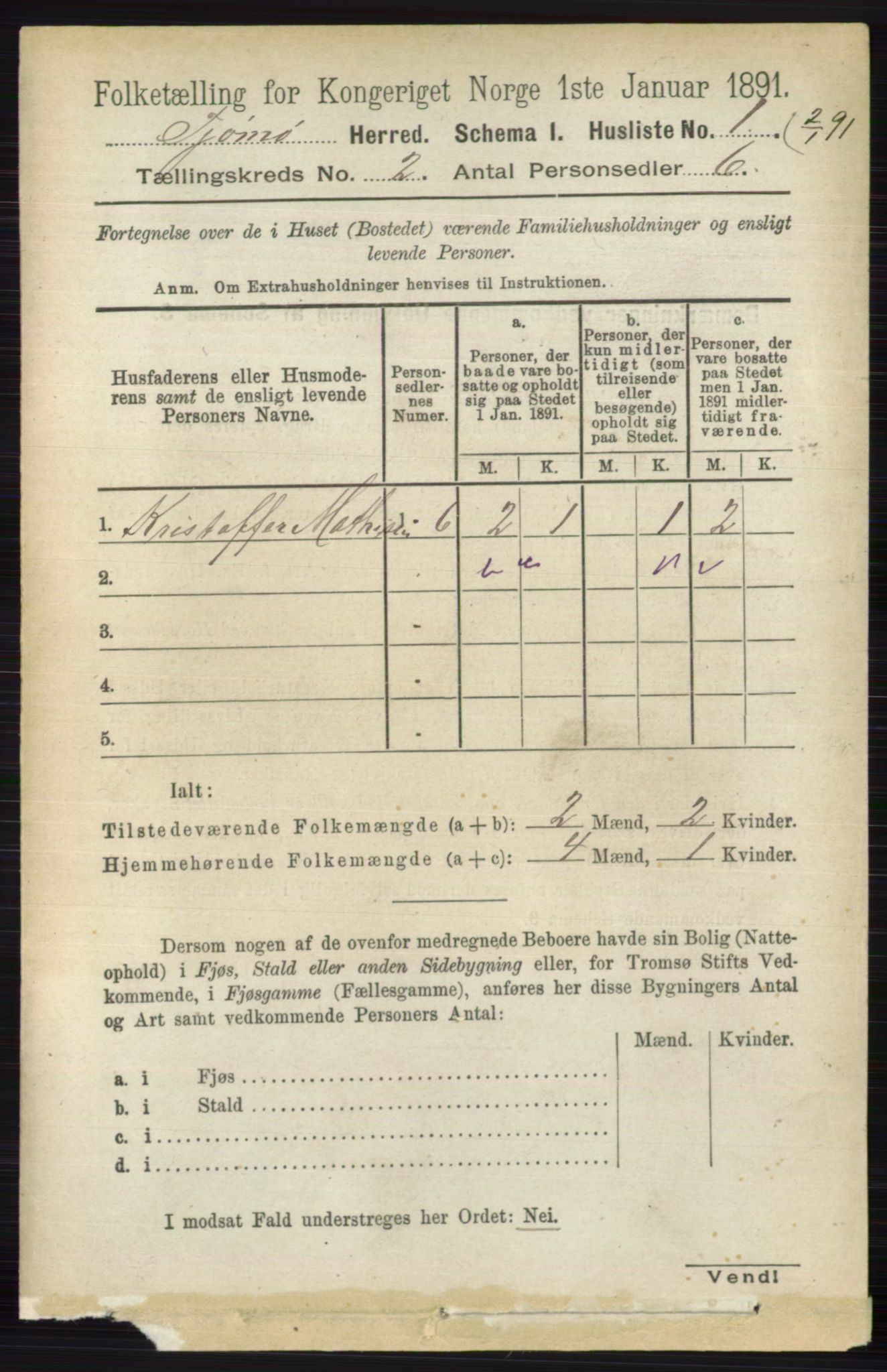 RA, 1891 census for 0723 Tjøme, 1891, p. 285