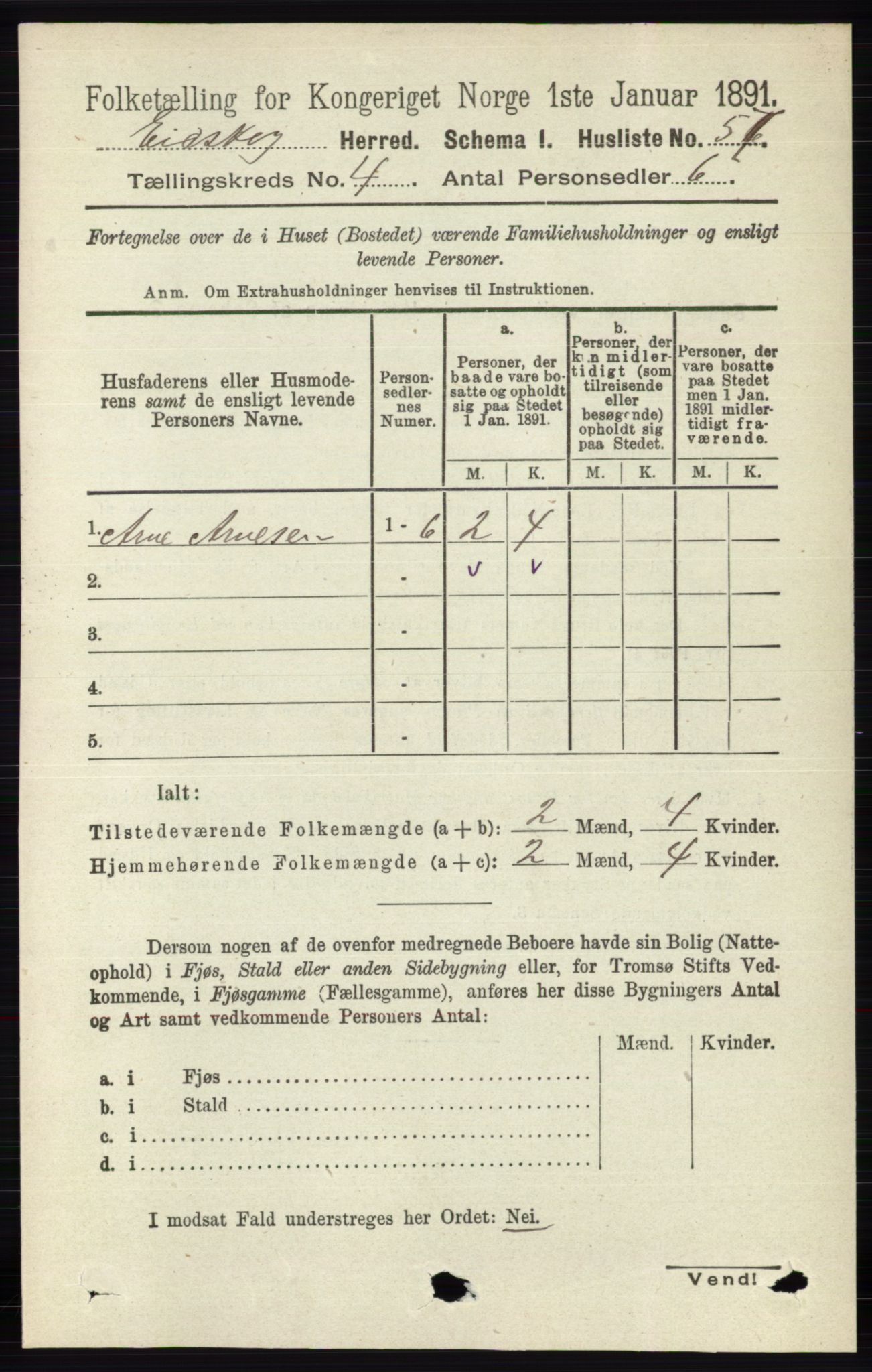 RA, 1891 census for 0420 Eidskog, 1891, p. 1579