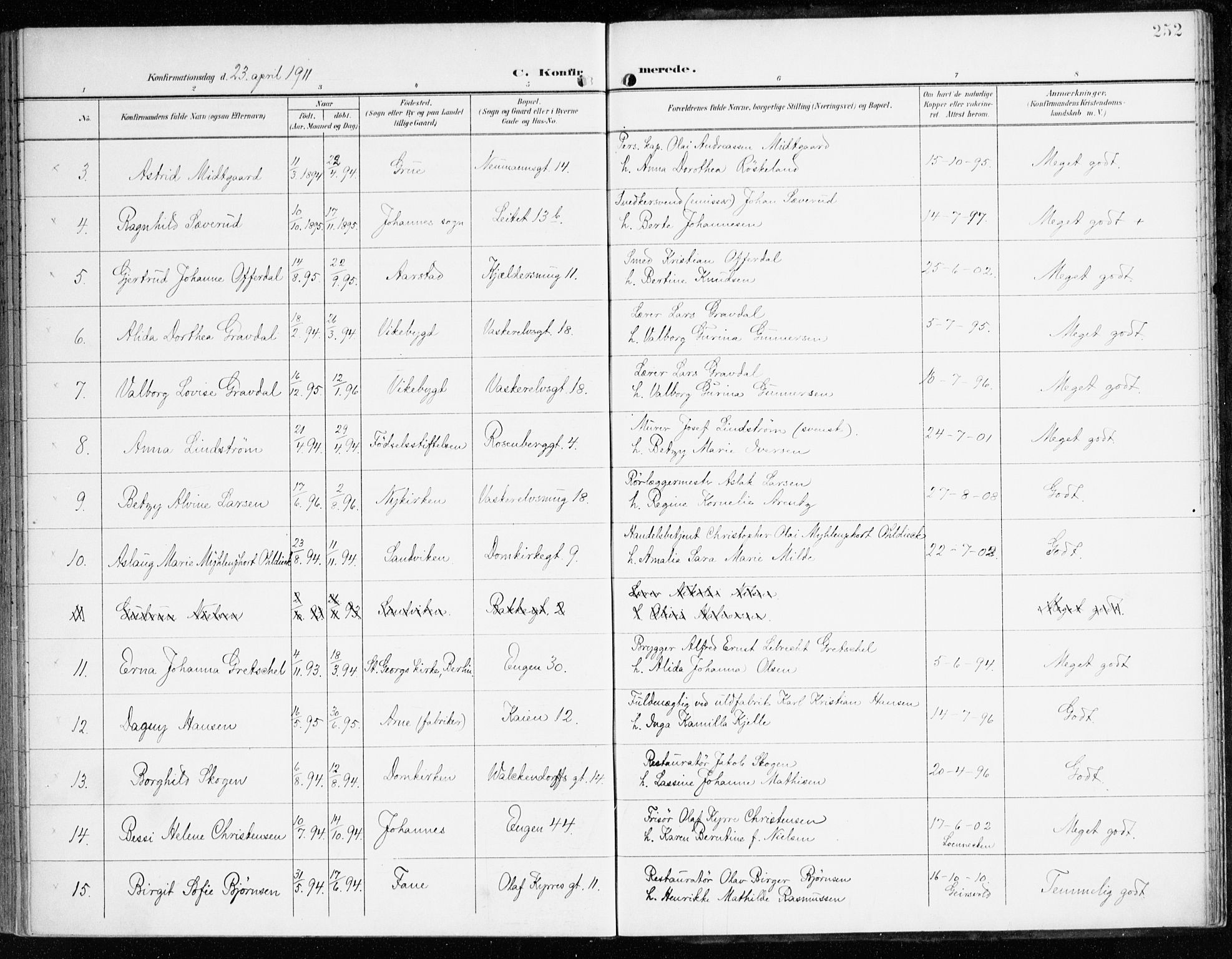 Domkirken sokneprestembete, AV/SAB-A-74801/H/Haa/L0031: Parish register (official) no. C 6, 1898-1915, p. 252