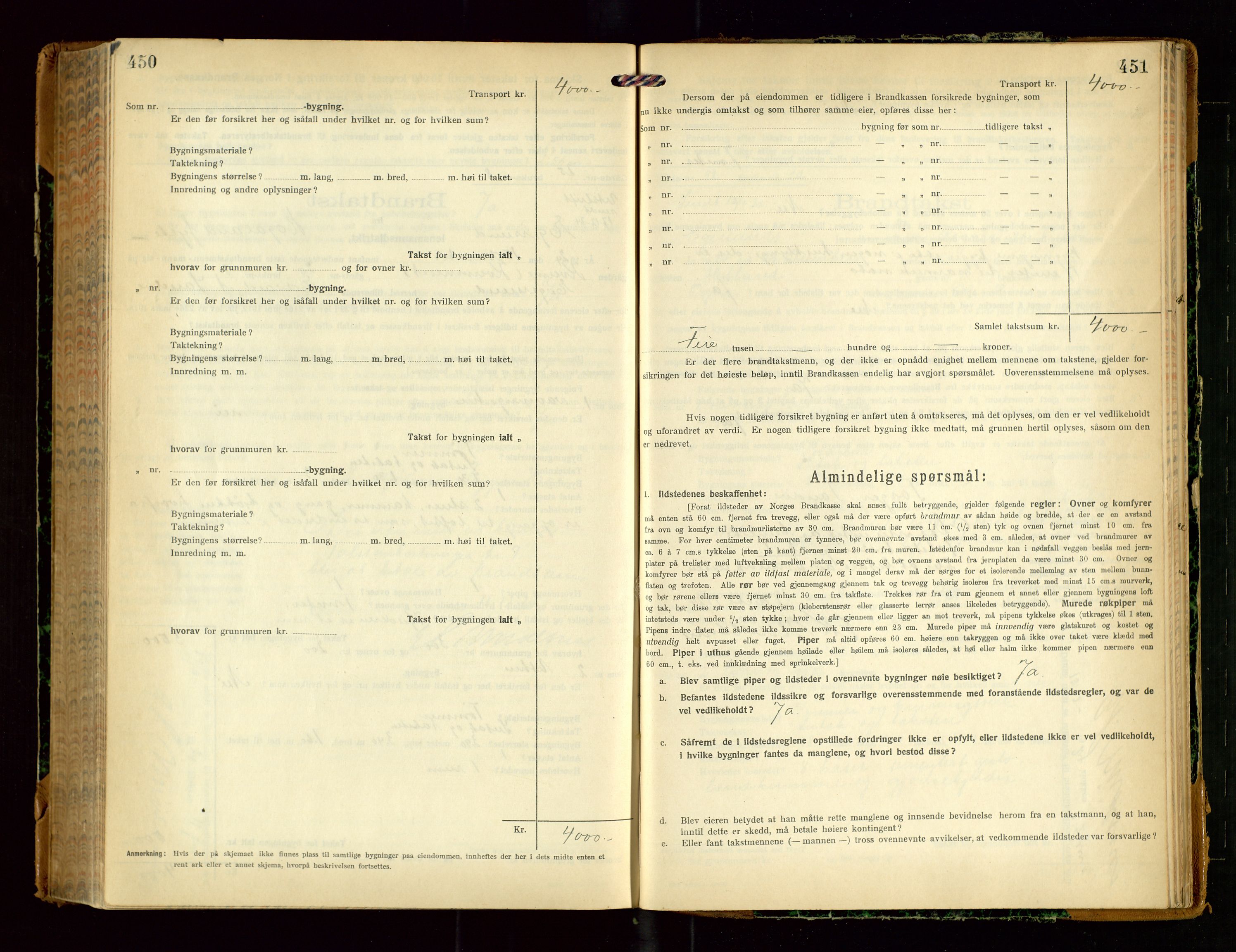 Eigersund lensmannskontor, SAST/A-100171/Gob/L0004: "Branntakstprotokoll", 1921-1925, p. 450-451