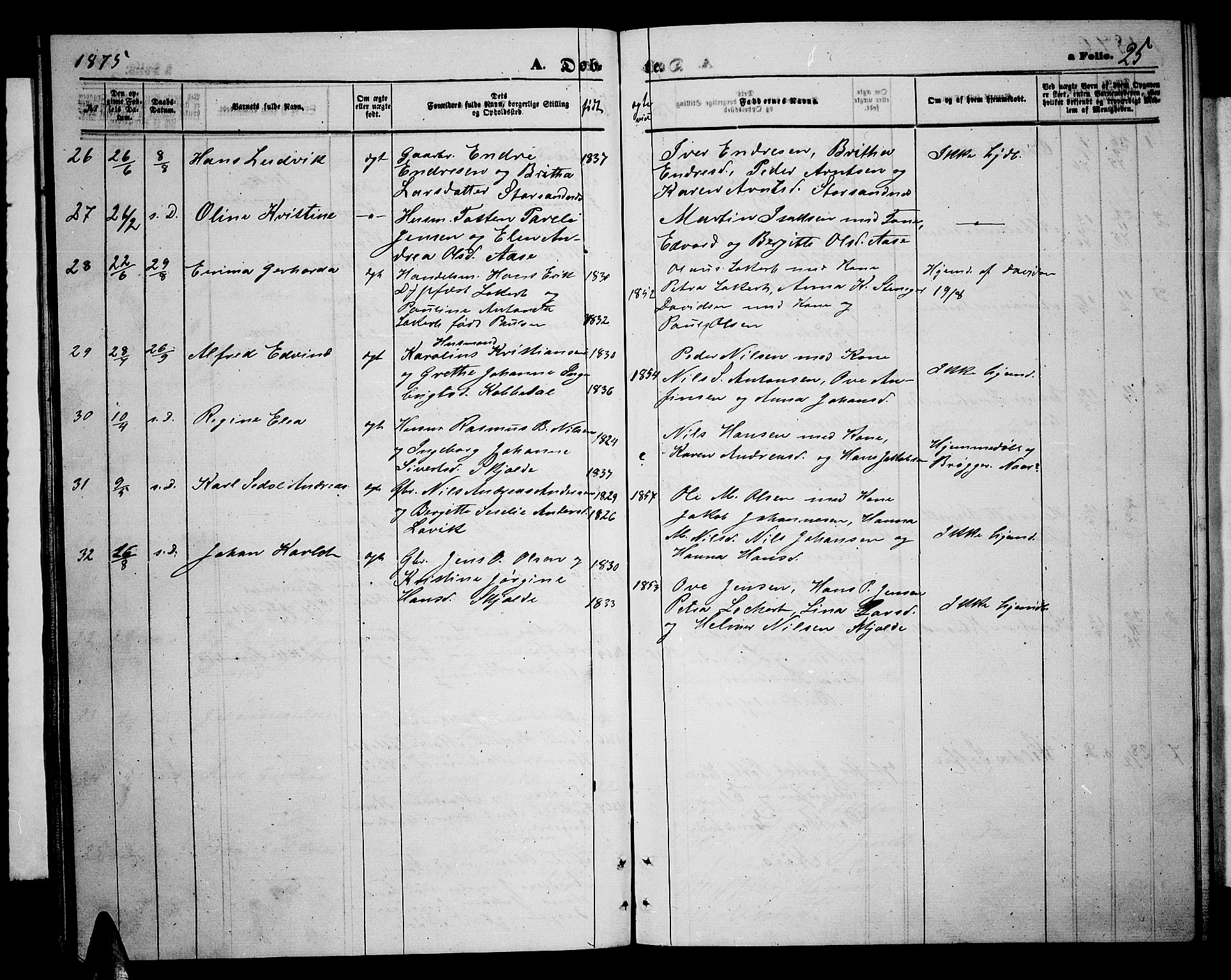 Ministerialprotokoller, klokkerbøker og fødselsregistre - Nordland, SAT/A-1459/898/L1426: Parish register (copy) no. 898C01, 1869-1886, p. 25