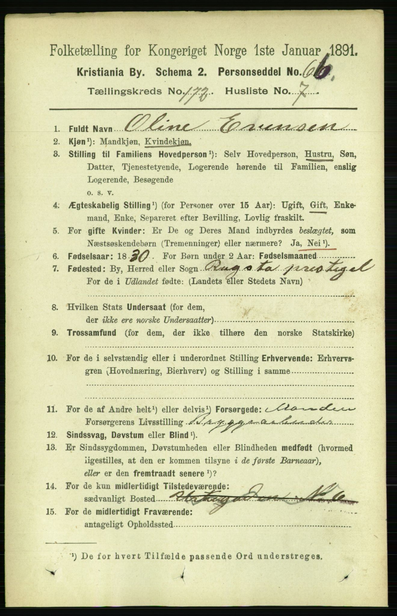 RA, 1891 census for 0301 Kristiania, 1891, p. 102132