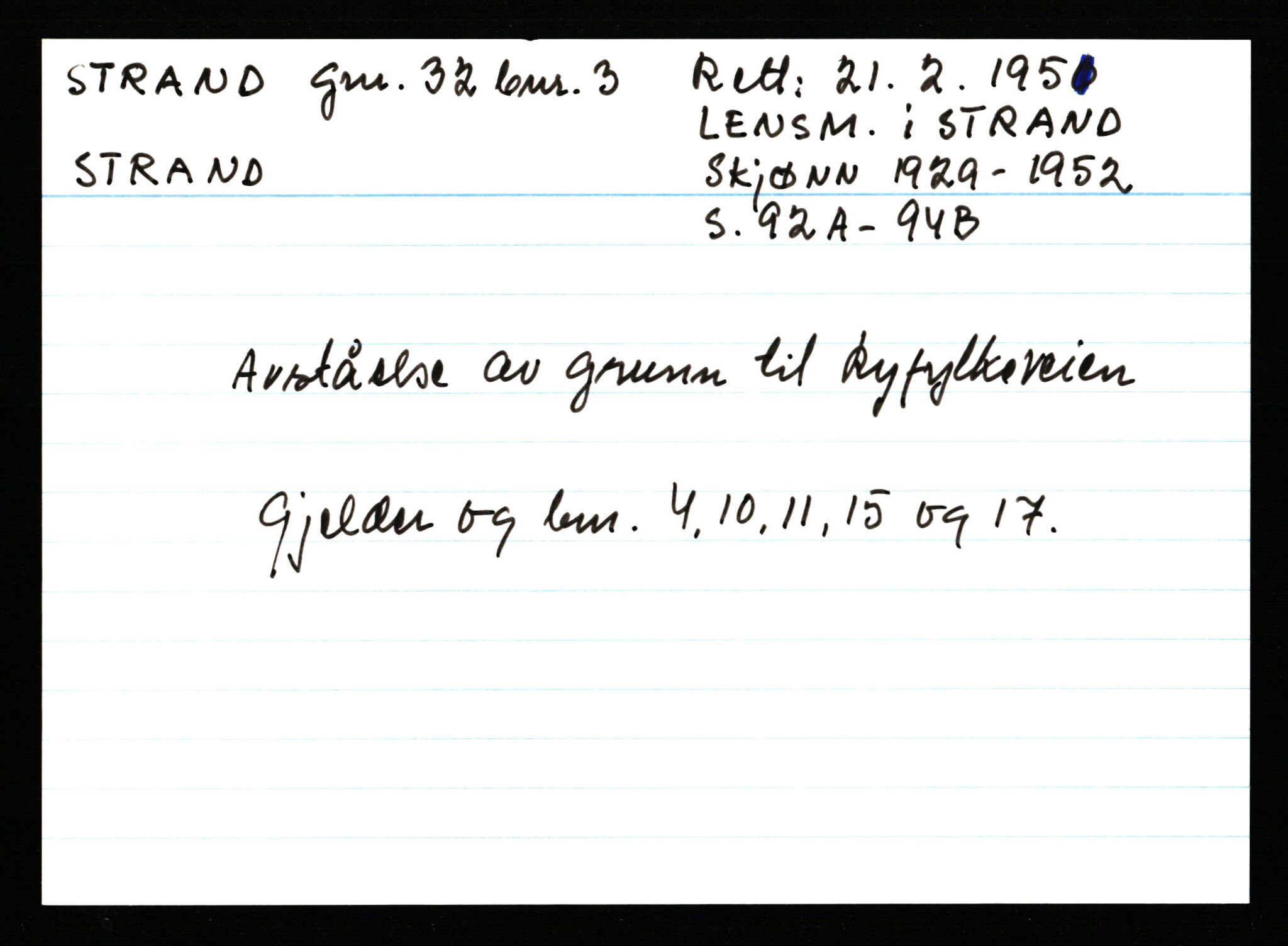 Statsarkivet i Stavanger, AV/SAST-A-101971/03/Y/Ym/L0056: Åstedskort sortert etter gårdsnavn: Stokkeland - Sund, 1600-1950, p. 337