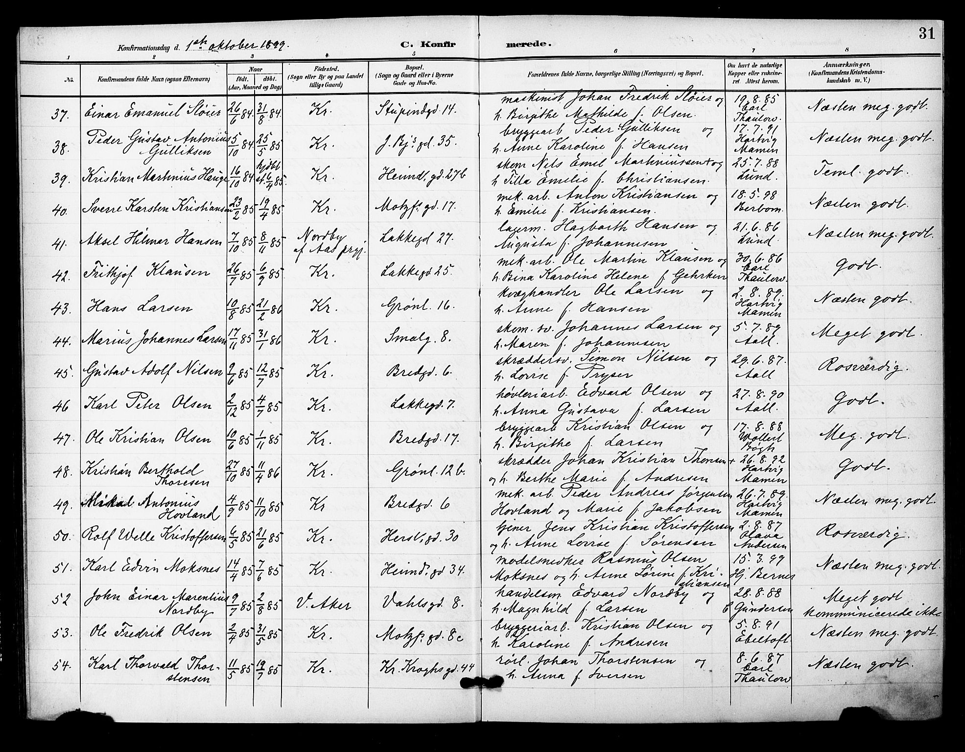 Grønland prestekontor Kirkebøker, SAO/A-10848/F/Fa/L0015: Parish register (official) no. 15, 1899-1919, p. 31