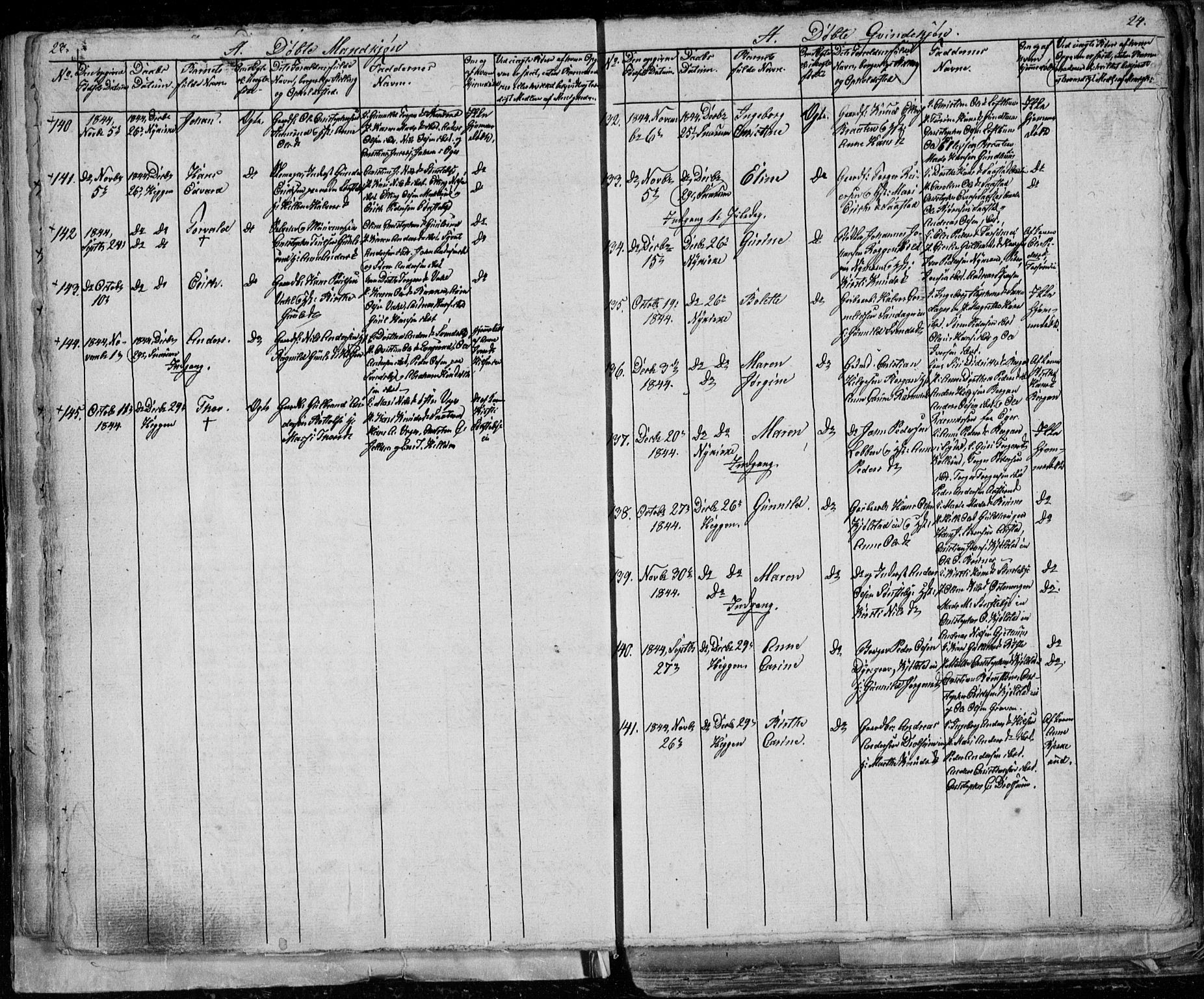 Modum kirkebøker, AV/SAKO-A-234/G/Ga/L0004: Parish register (copy) no. I 4, 1843-1846, p. 23-24