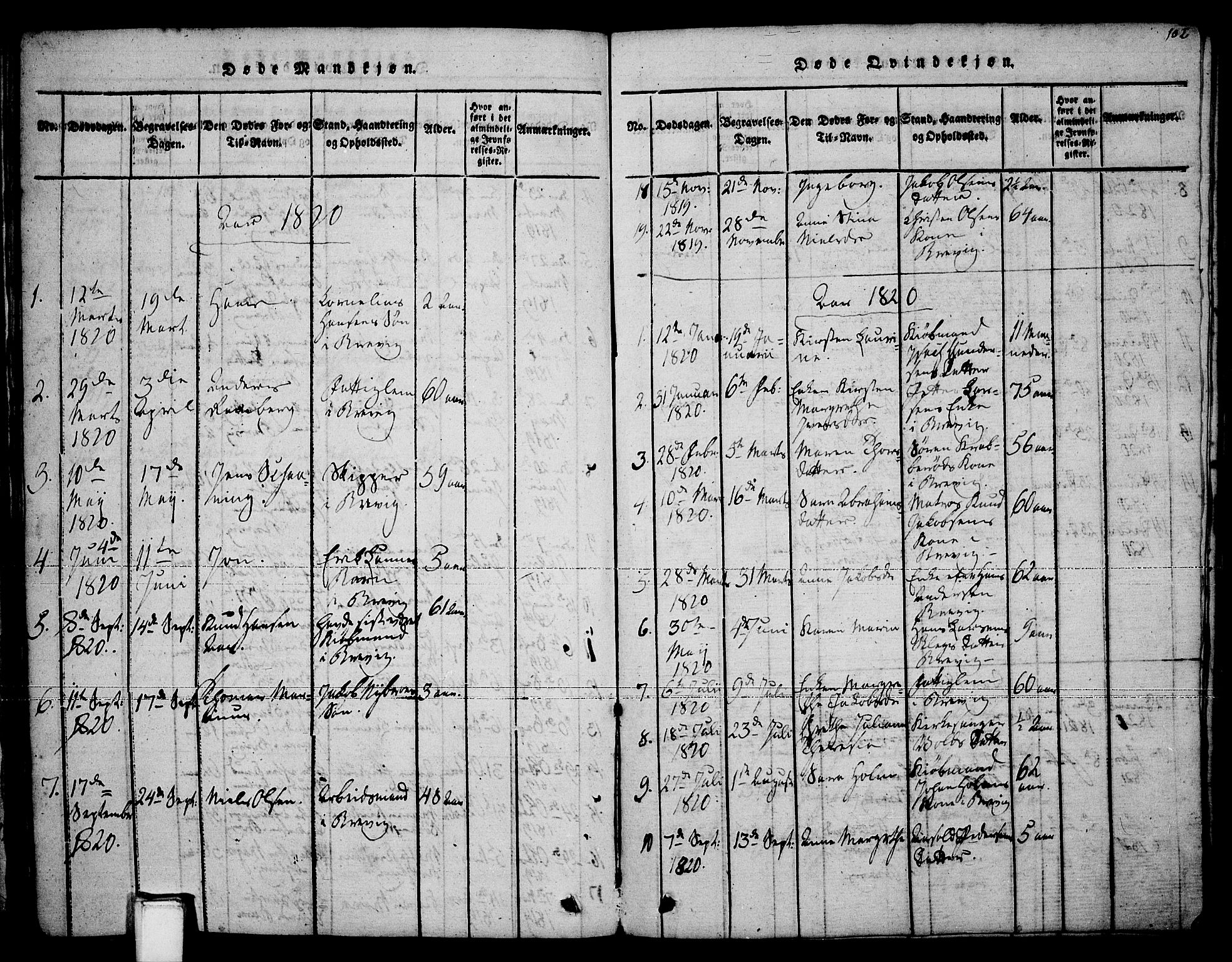 Brevik kirkebøker, SAKO/A-255/F/Fa/L0004: Parish register (official) no. 4, 1814-1846, p. 102